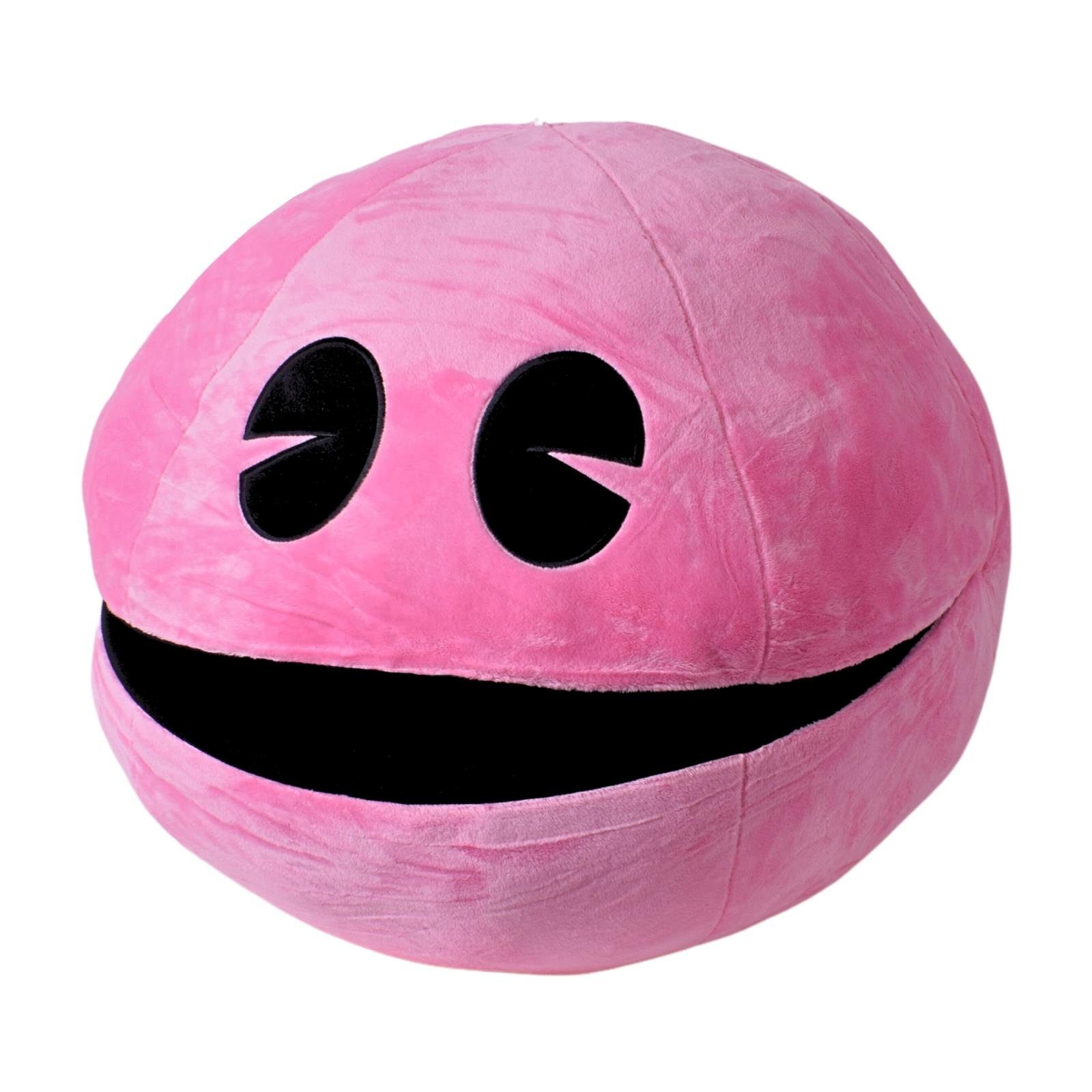 TE-Trend Kuscheltier Pac-Man Kissen XXL Kuschelkissen Emoji Dekokissen Zierkissen rosa