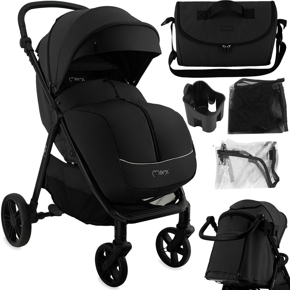MoMi Kinder-Buggy Clara, Ab Geburt, mit Zubehör-Set & höhenverstellbarem Schieber