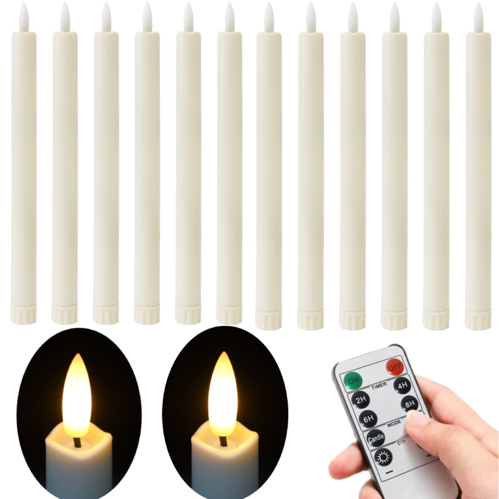 LED-Kerze K-TZ12 12pcs Led Stabkerzen Mit Fernbedienung und Timerfunktion