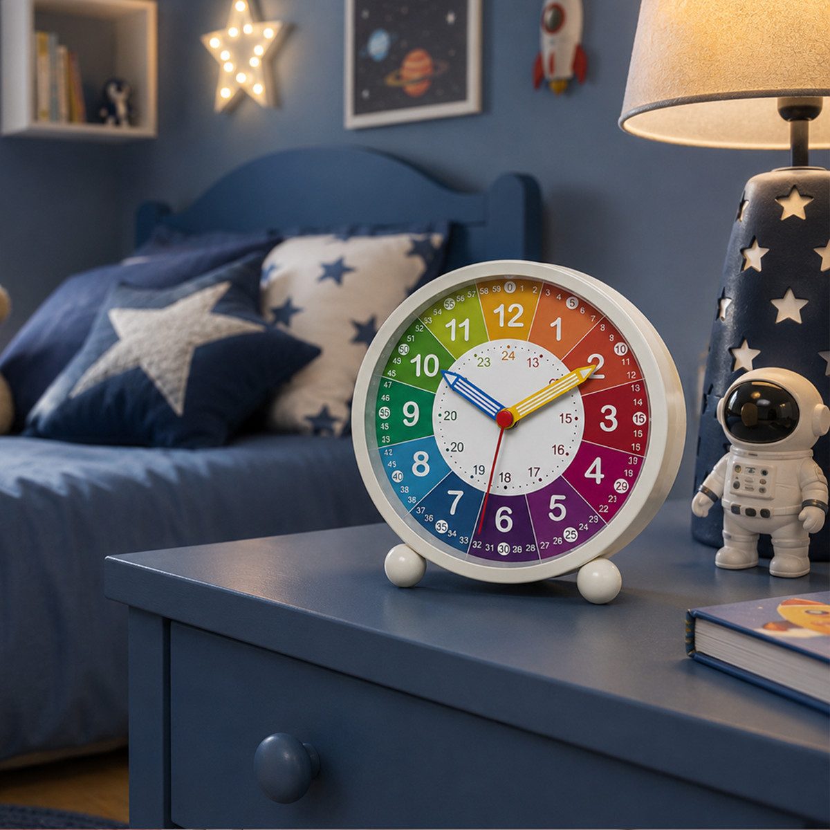 K&L Wall Art Tischuhr Kinder Tischwecker Junge Mädchen Tischuhr Kinderzimmer leises Uhrwerk, Kinderwecker mit Licht und Alarmfunktion