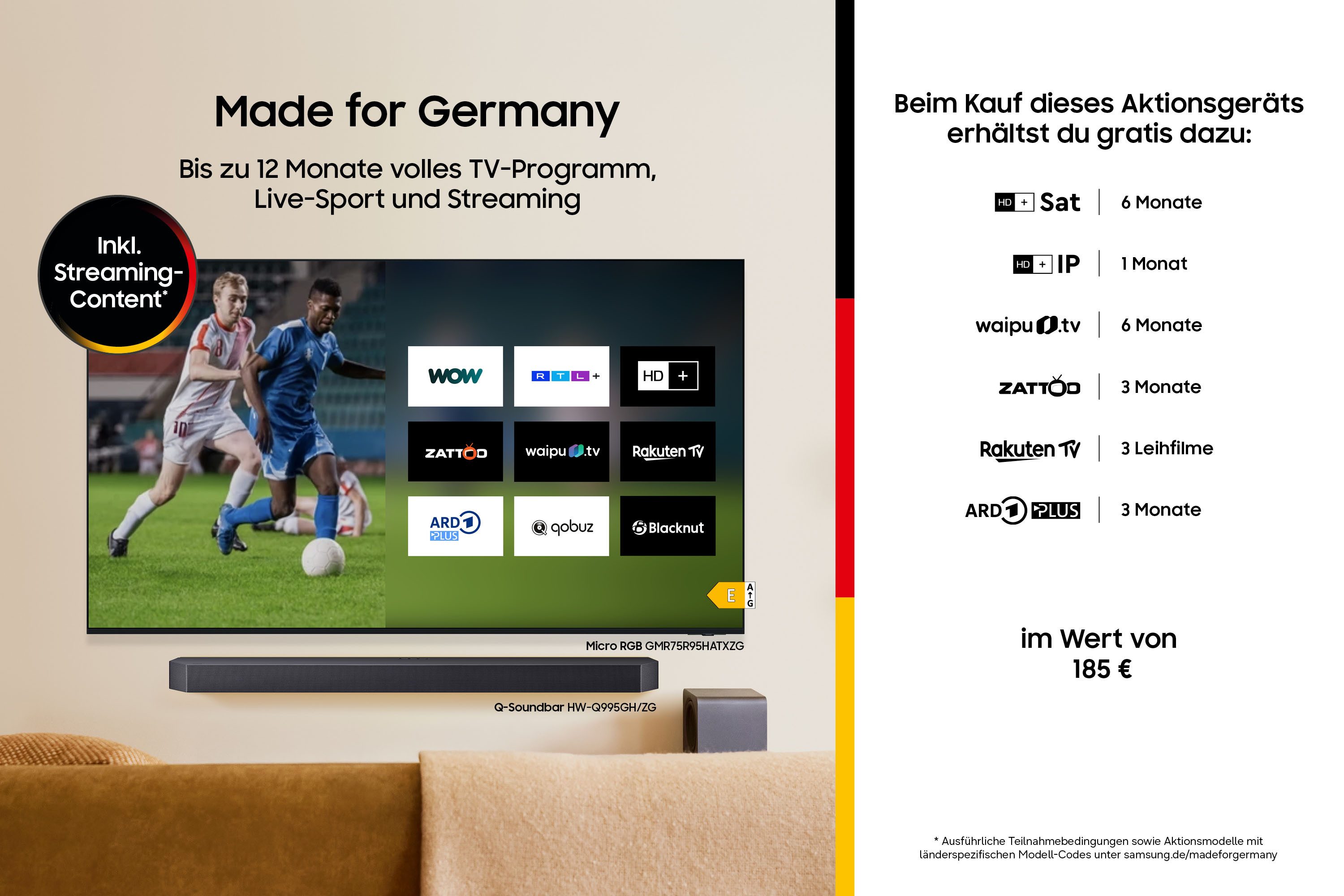 Samsung GU75U7099HU LED-Fernseher (189 cm/75 Zoll, 4K Ultra HD, Smart-TV, PurColor, HDR 10+, OTS Lite für 3D-Sound, Gaming Hub, AI Companion)