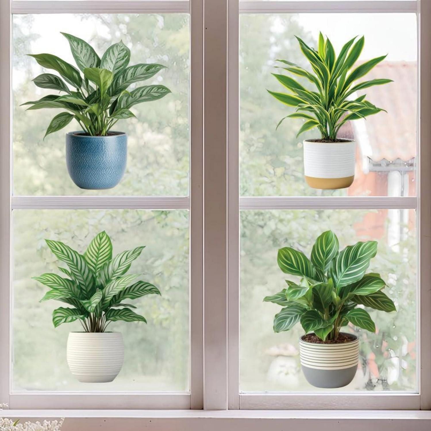 LuxusKollektion Fensterdekoration Fensteraufkleber Topfpflanzen 120x30cm statisch