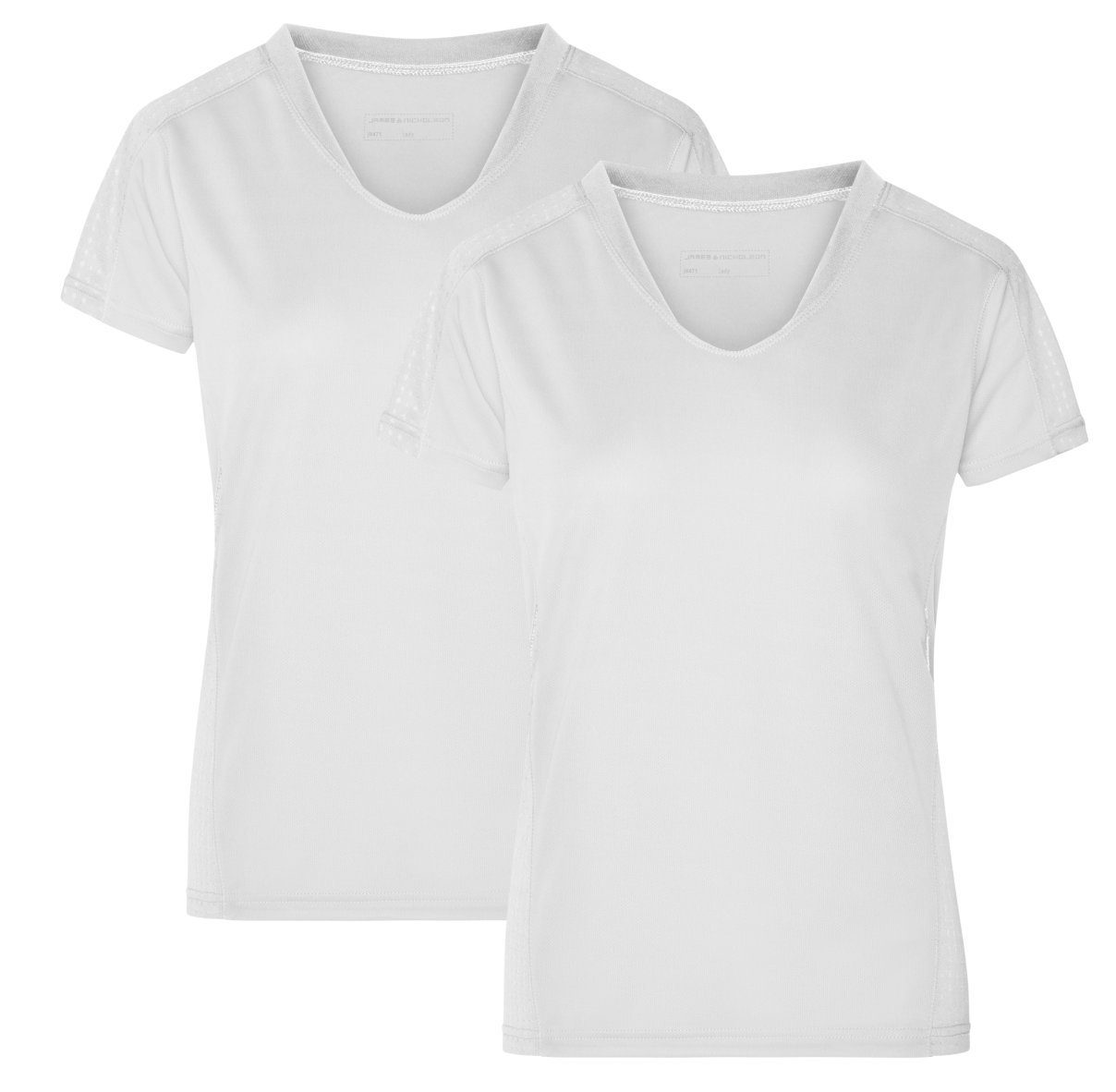 JN471 & Doppelpack Damen white/white Nicholson T-Shirt Atmungsaktiv Feuchtigkeitsregulierend James (Doppelpack, Stück) 2 und Laufshirt Running Kurzarm Laufshirt