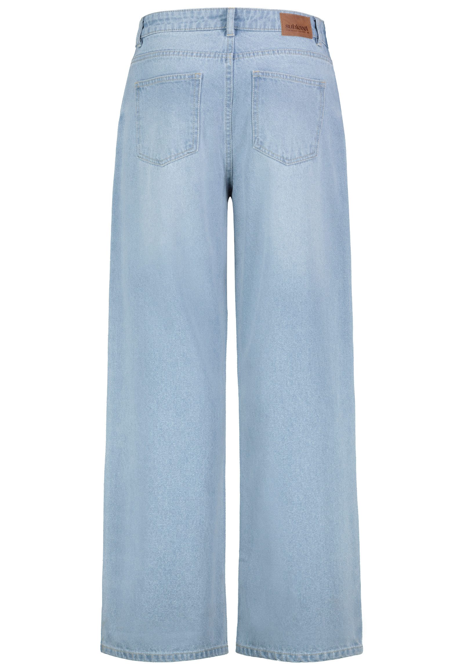 SUBLEVEL Loose-fit-Jeans Damen Wide Leg Jeans mit Seitenstreifen Mid-Waist-Jeans, 5-Pocket Style