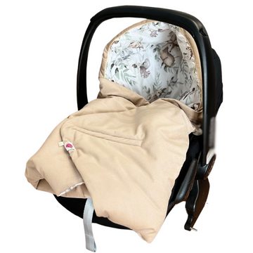 Babymajawelt Fußsack Fußsack Velvet Reh beige 1061 - Babydecke Autositz Babyschale (1-tlg), 8-fache Gurtschlitze, Groß, schützt vor Kälte und Wind, Made in EU