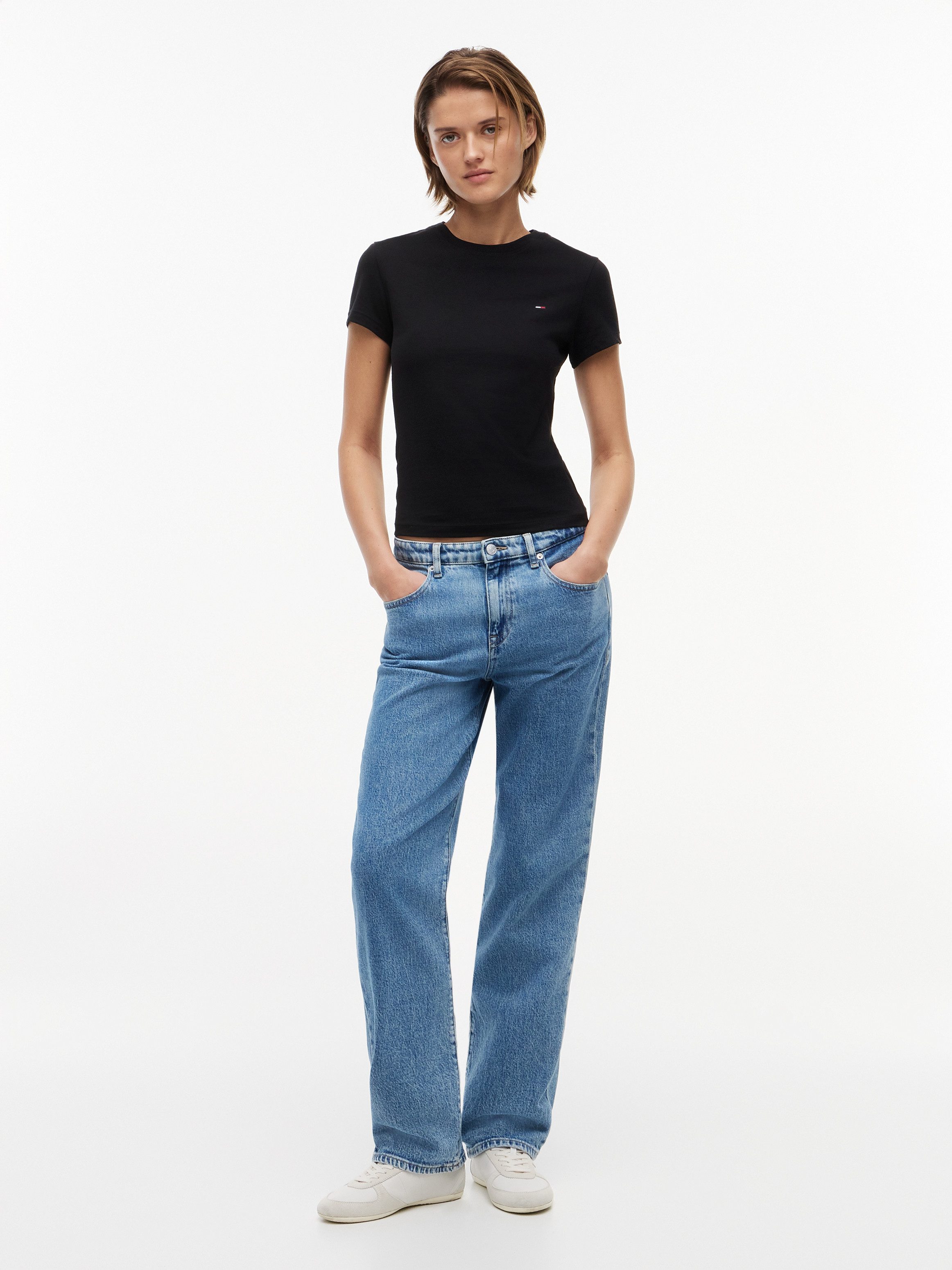 Tommy Jeans Kurzarmshirt TJW SLIM C-NECK TEE mit Logo-Stickerei