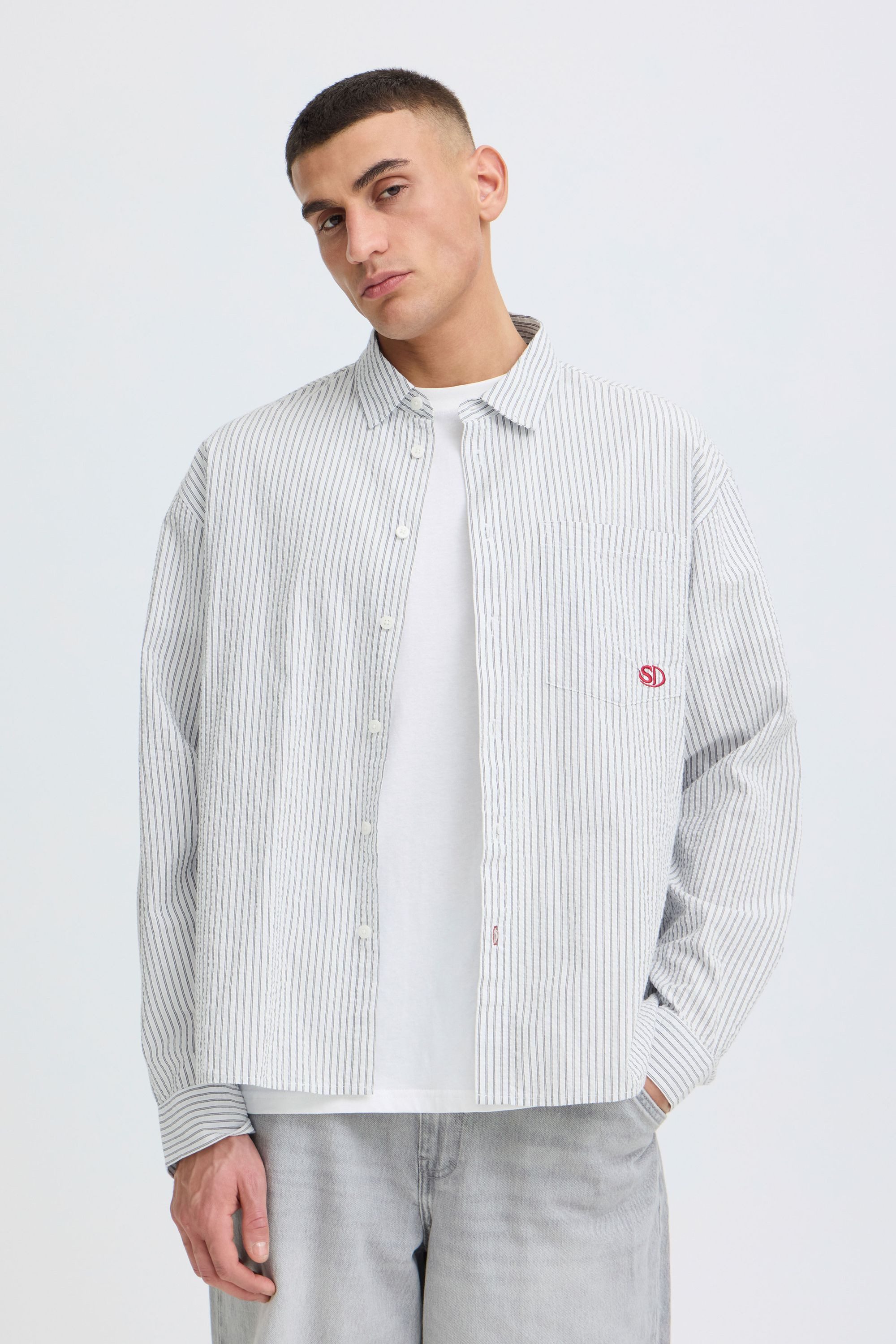 !Solid Langarmhemd SDUmstead Gestreiftes Langarmhemd - Loose Fit