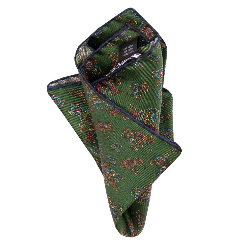 BGENTS Einstecktuch Handrolliertes Einstecktuch aus Twill-Seide mit großen Paisleys, Besondere Farbbrillanz