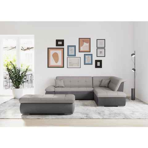 DOMO collection Ecksofa Moric L-Form, wahlweise mit Bettfunktion und Armlehnenverstellung, auch in Cord