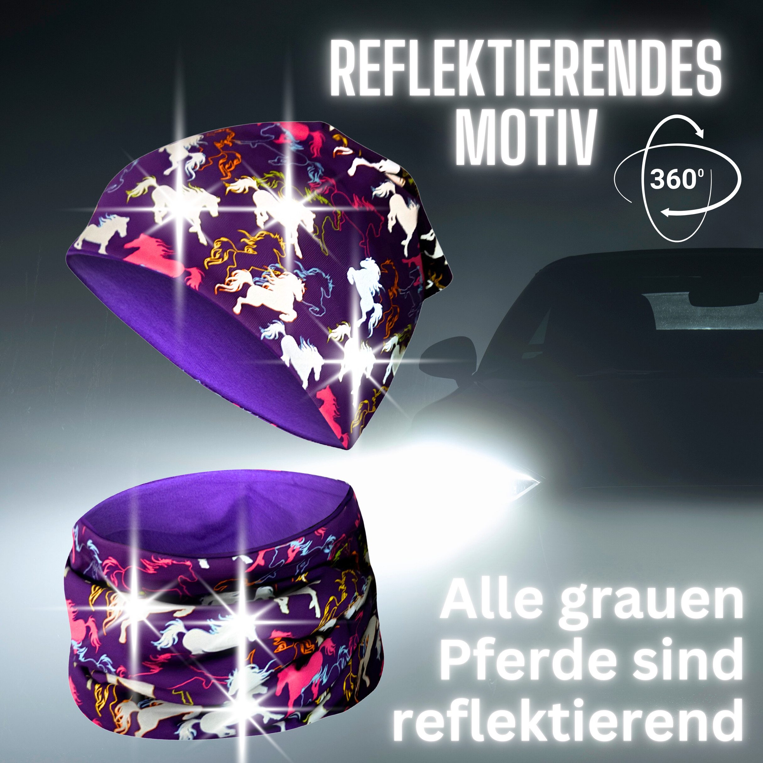 HECKBO Beanie 360° Reflektor Kinder Beanie Mütze & Loop Schal Set – Bild 2 von 5