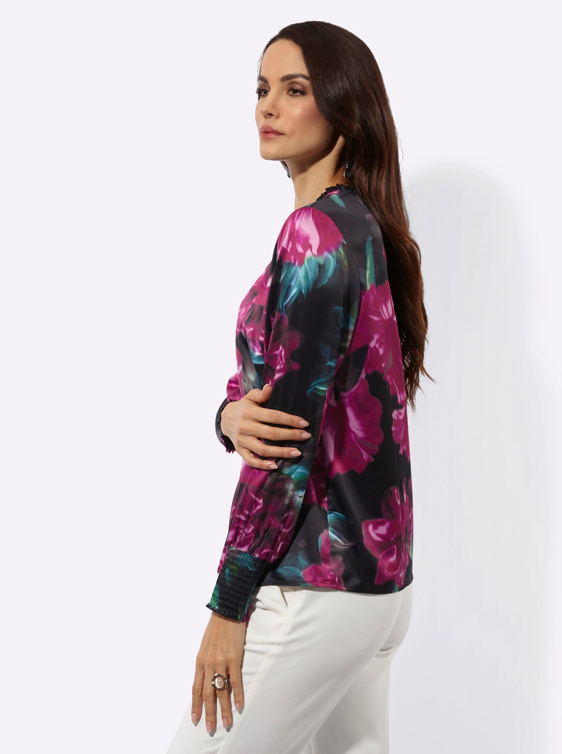 creation L Klassische Bluse Satin-Bluse Langarm