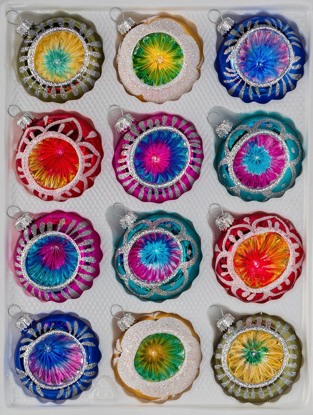 Navidacio Weihnachtsbaumkugel 12 tlg. Glas-Weihnachtskugeln Set in Hochglanz Vintage Style