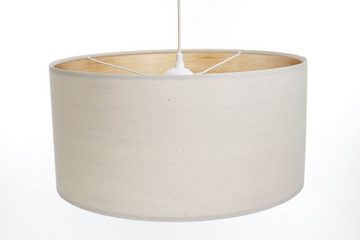 Kiom Pendelleuchte Hängeleuchte Ingmer Natur Leinen creme & wood 40cm, höhenverstellbar bei der Montage, Leuchtmittel nicht inklusive, Leuchtmittel abhängig