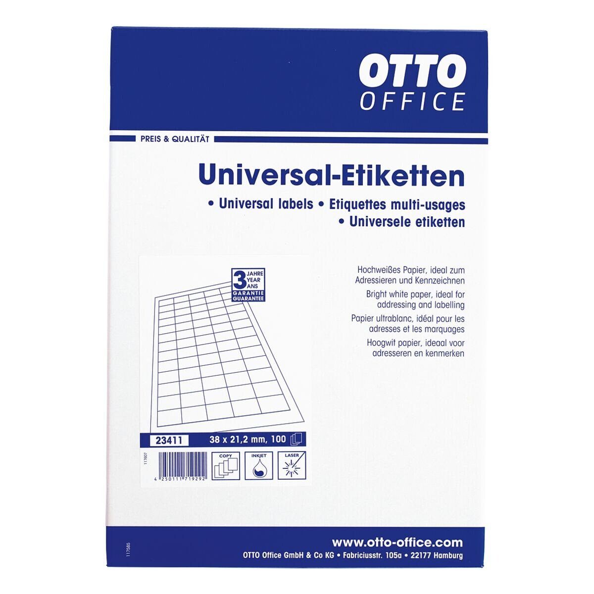 Otto Office Etiketten Standard, 6500 Stück, Kennzeichnung (38x21,2 mm), selbstklebend