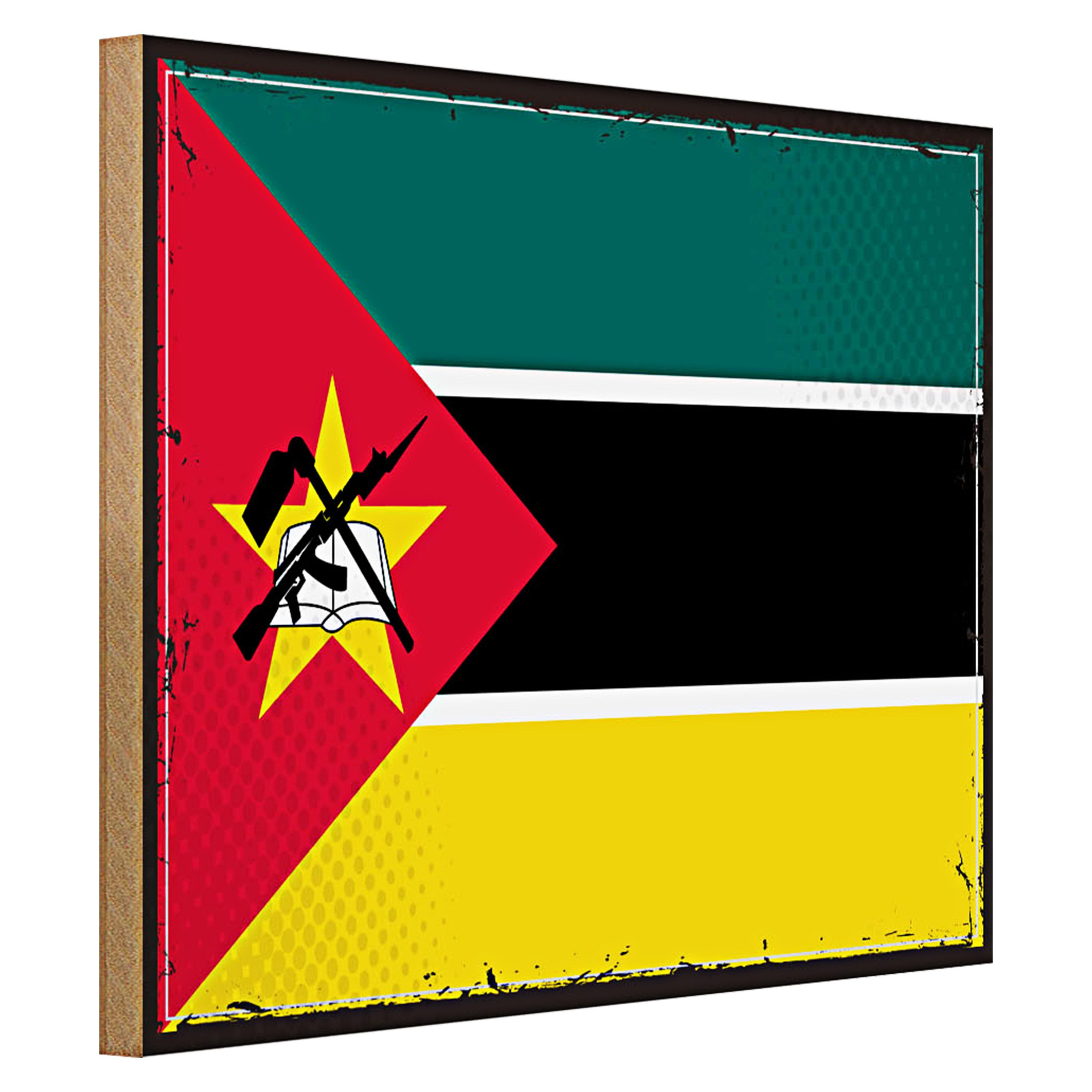 Roomando Holzbild Flagge Mosambik 40x30cm Retro Flag Mozambique