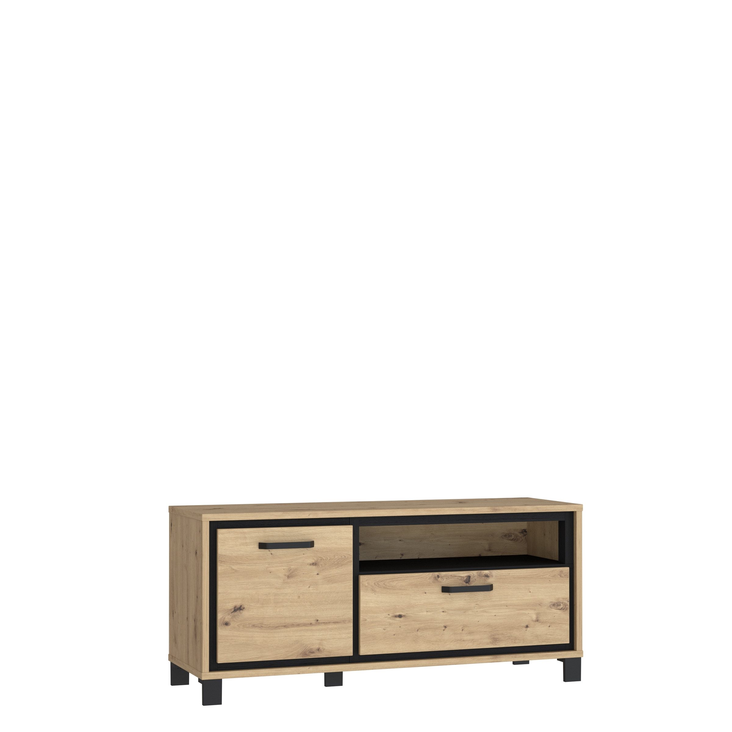 FORTE TV-Board in schwarz,braun - 131,4x58,9x41,5cm (BxHxT)