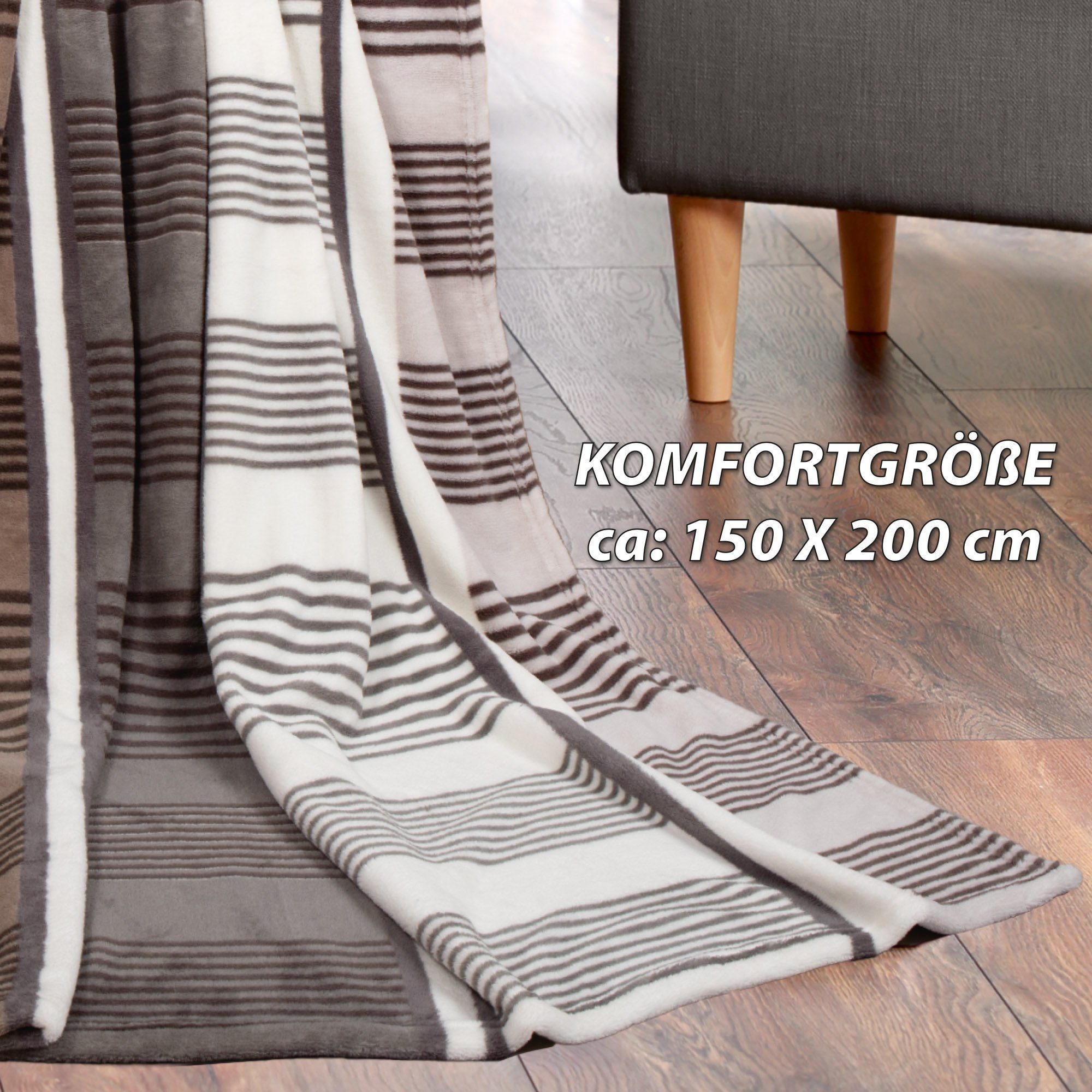 Wohndecke aus Mikrofaser 150x200cm, Bestlivings, kuschelweich (Cashmere-Feeling), 100% Polyester, 30°C waschbar – Bild 3 von 5