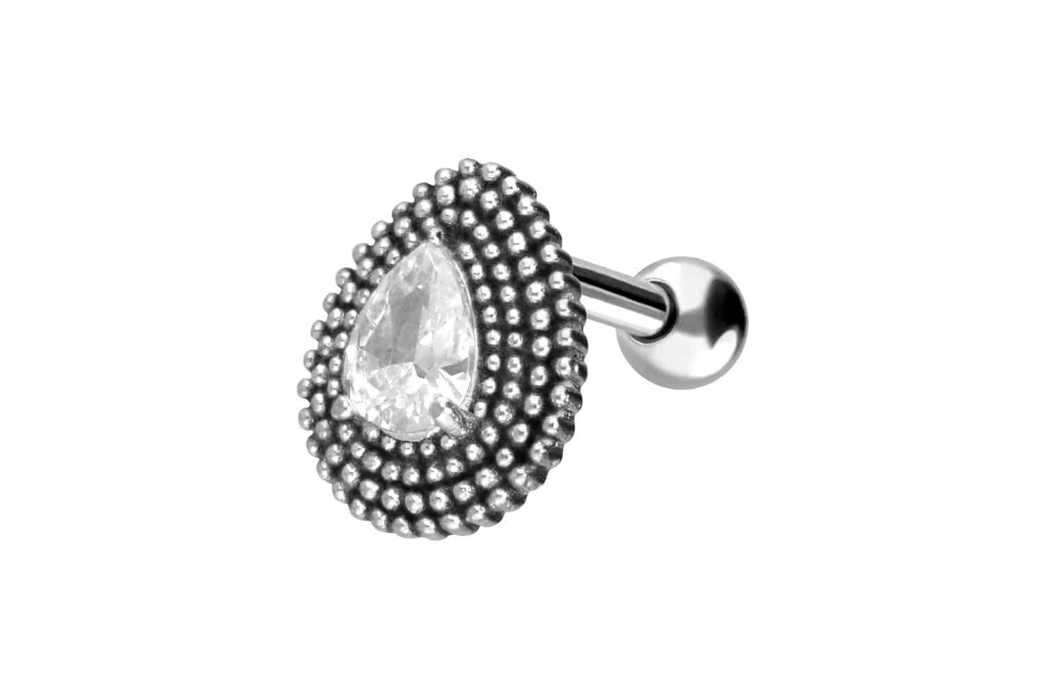 Piercing-Set Chirurgenstahl Ohrpiercing TROPFEN + KRISTALL