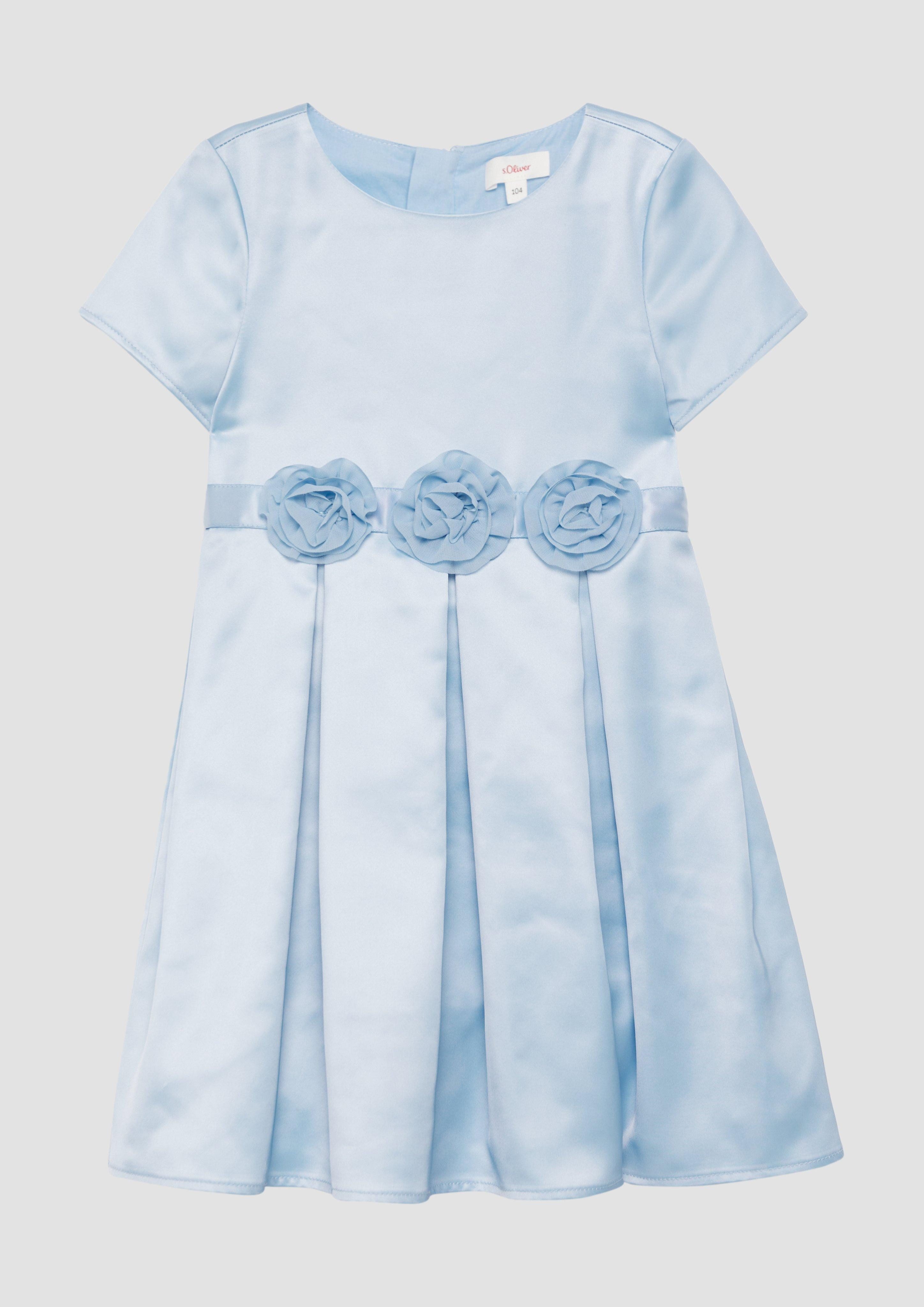 Minikleid Festives Satinkleid mit Blumenapplikationen
