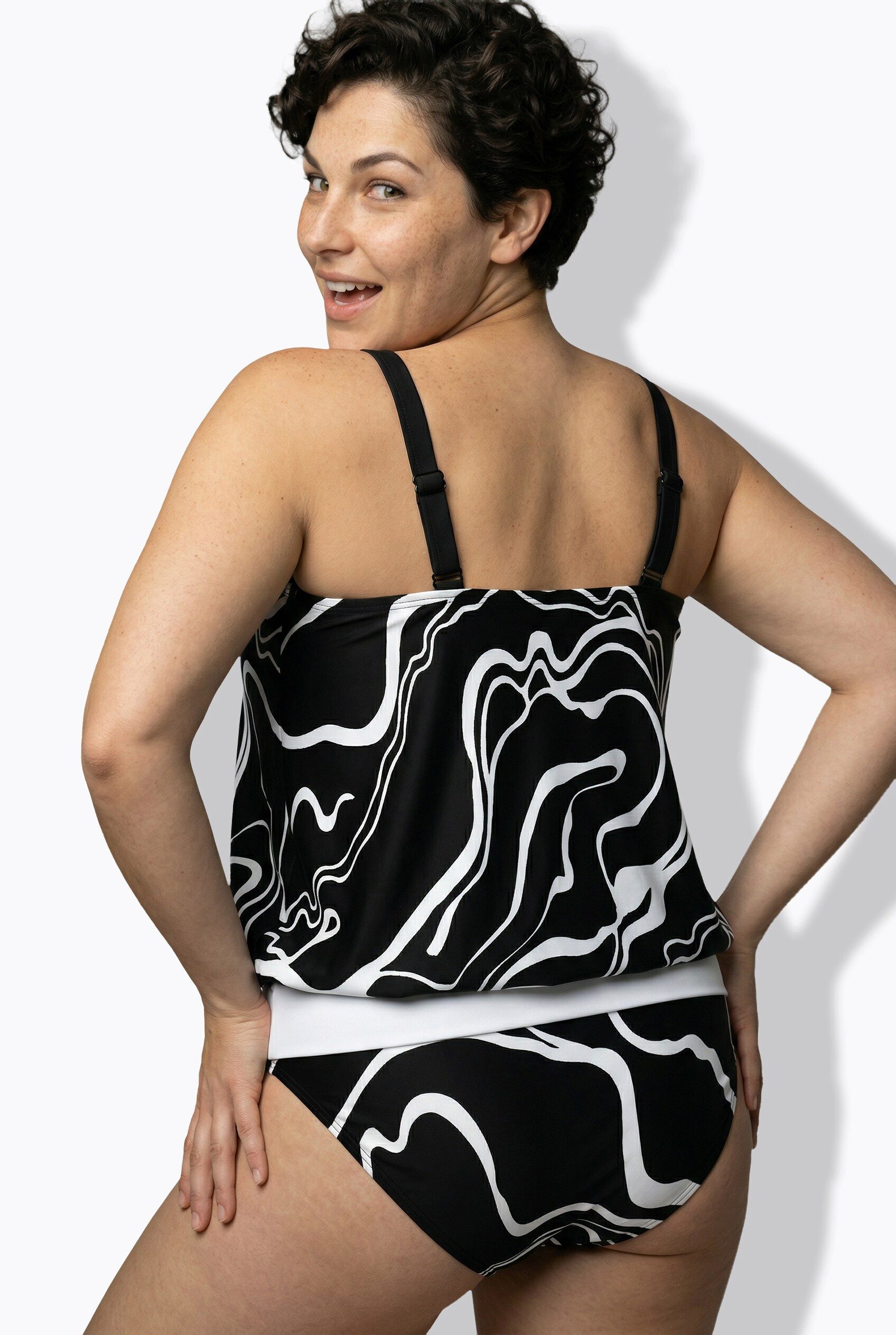 Ulla Popken Soft-BH Tankini Linienmuster Softcups Träger verstellbar