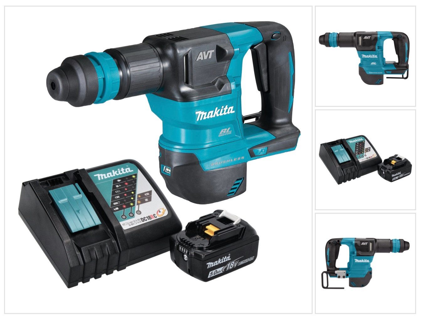 Makita Akku-Meißelhammer DHK 180 RT1 Akku Meißelhammer 18 V 3,1 J SDS Plus Brushless + 1x Akku