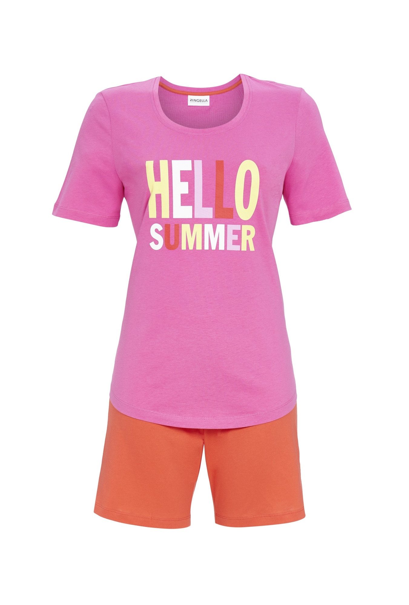 Ringella Shorty, Oberteil mit Letterprint und unifarbige Shorts (2 tlg)