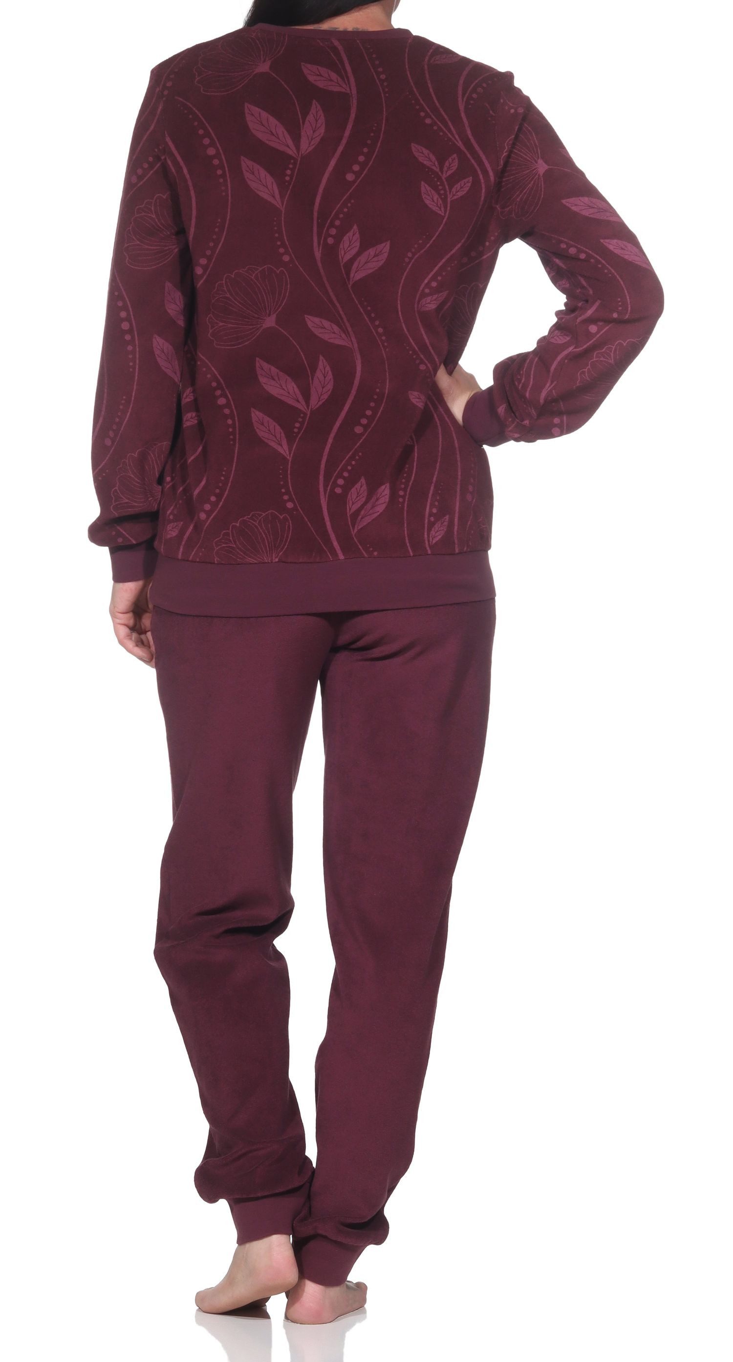 Normann Pyjama Normann Damen Frottee Schlafanzug lang mit Bündchen in edler Optik – Bild 3 von 5
