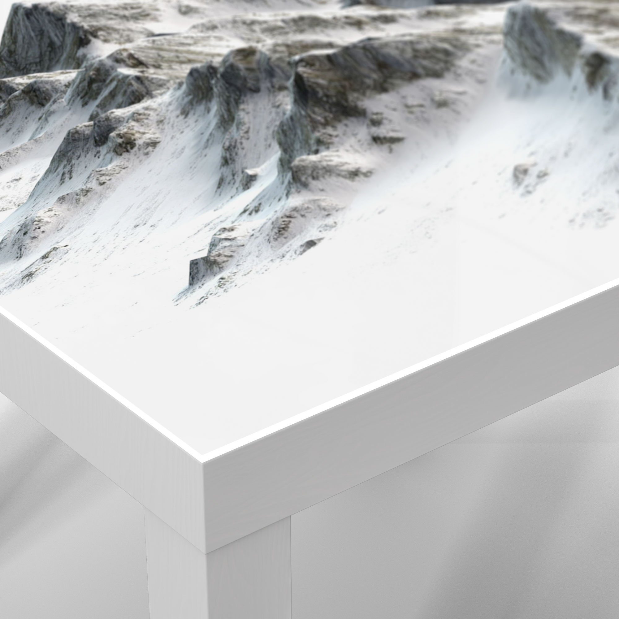 Bergmassiv', Weiß Glastisch Beistelltisch Glas DEQORI modern Couchtisch 'Verschneites