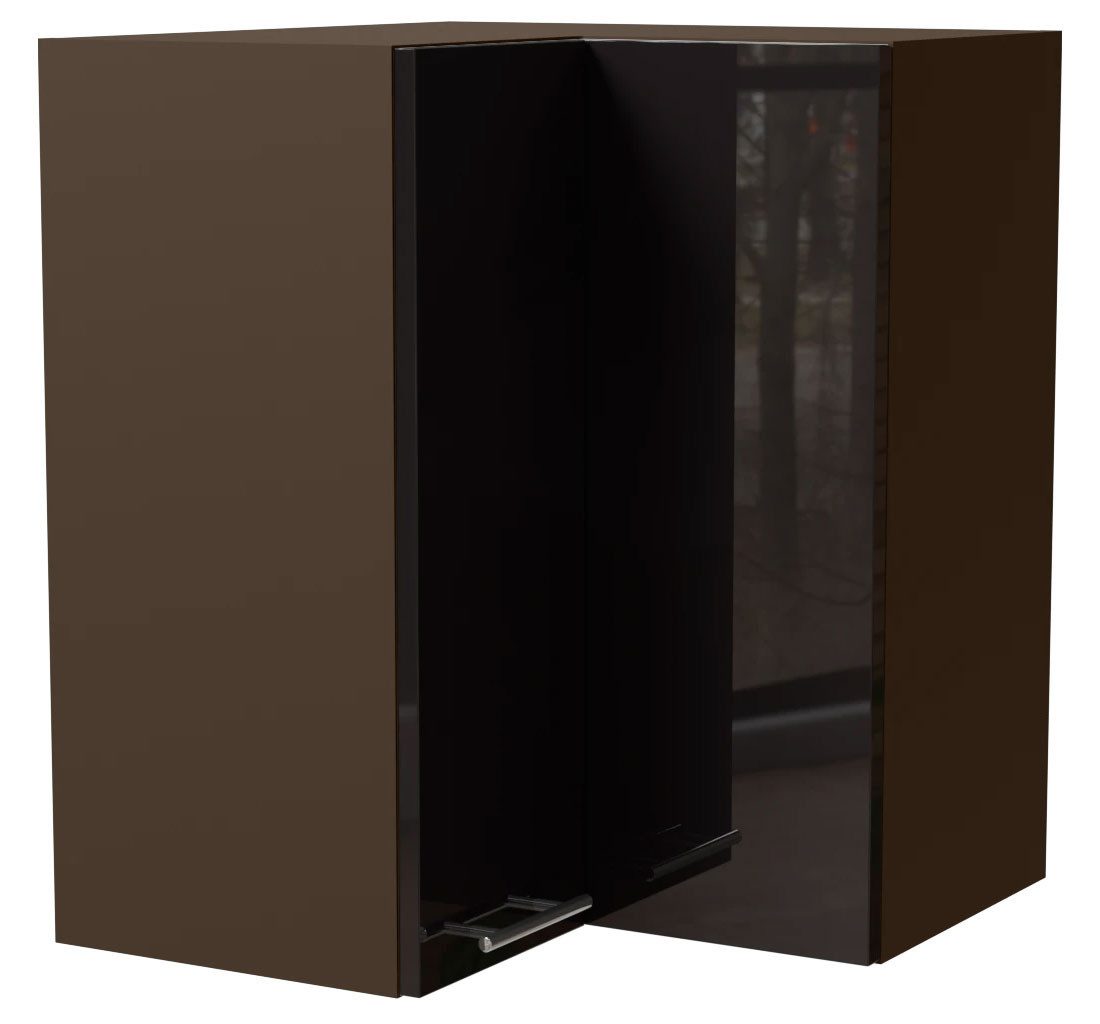 Feldmann-Wohnen Eckhängeschrank Essen (W12/60, 2-türig, 2 Einlegeböden, 1-St., moderne Optik, lackierte Fronten) 60x60x72cm lava - schwarz Hochglanz (ES-W12/60)