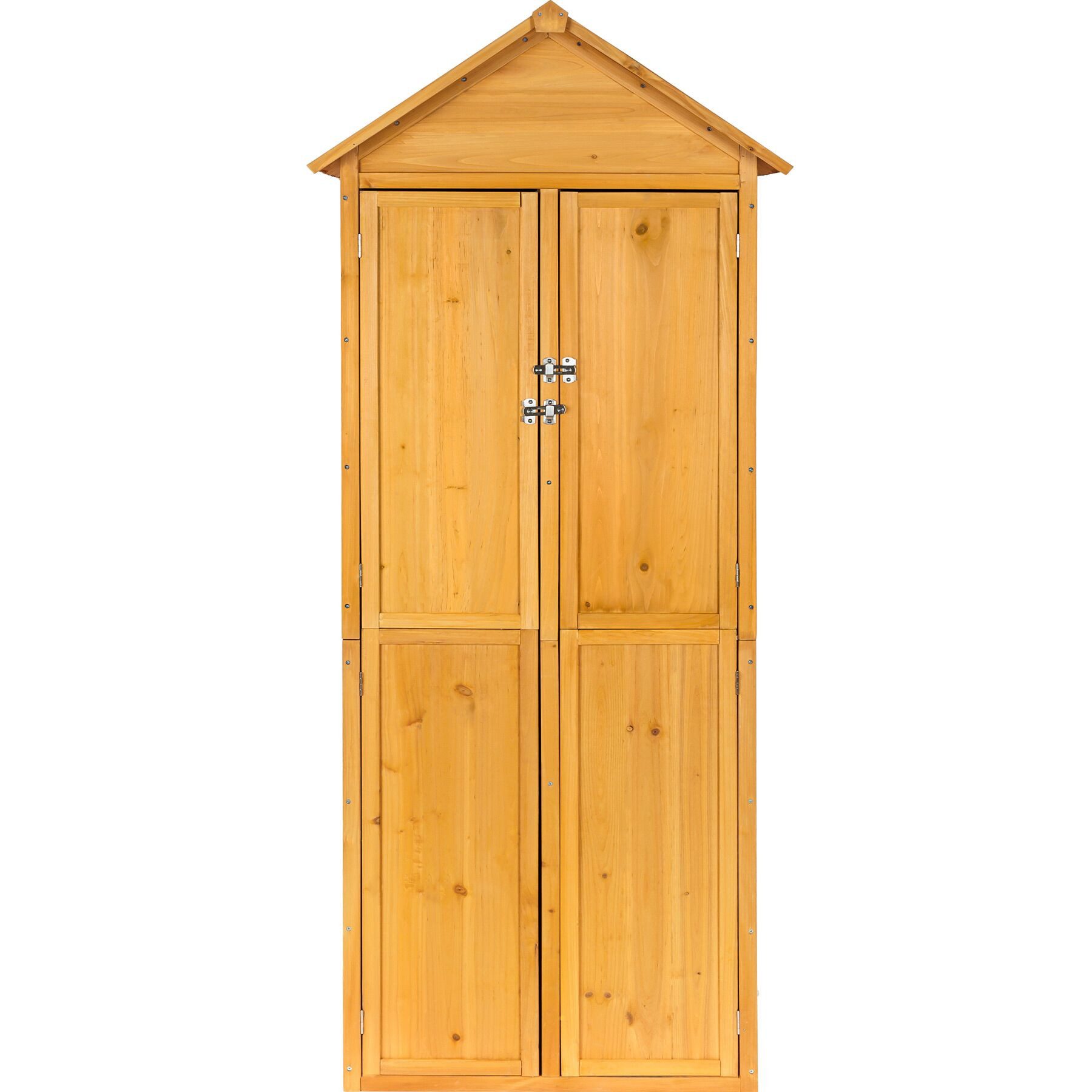 tectake Geräteschrank Gartenschrank, Maße: 80,5 x 60 x 213,5 cm, Dachpappe aus Bitumen (Terrassenschrank Kadi, 1-St., in braun) Aus imprägniertem Nadelholz, zwei Regalböden, zwei Stahlriegel
