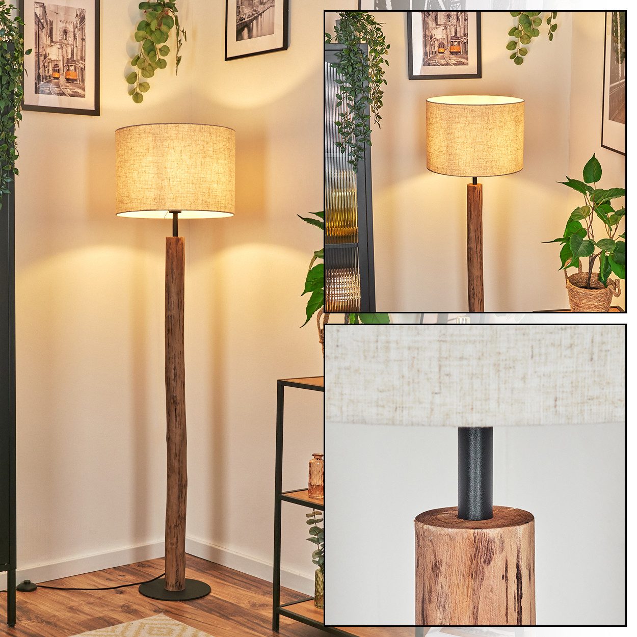 hofstein Stehlampe Stehlampe aus Metall/Eukalyptusholz im modernen Boho-Des günstig online kaufen