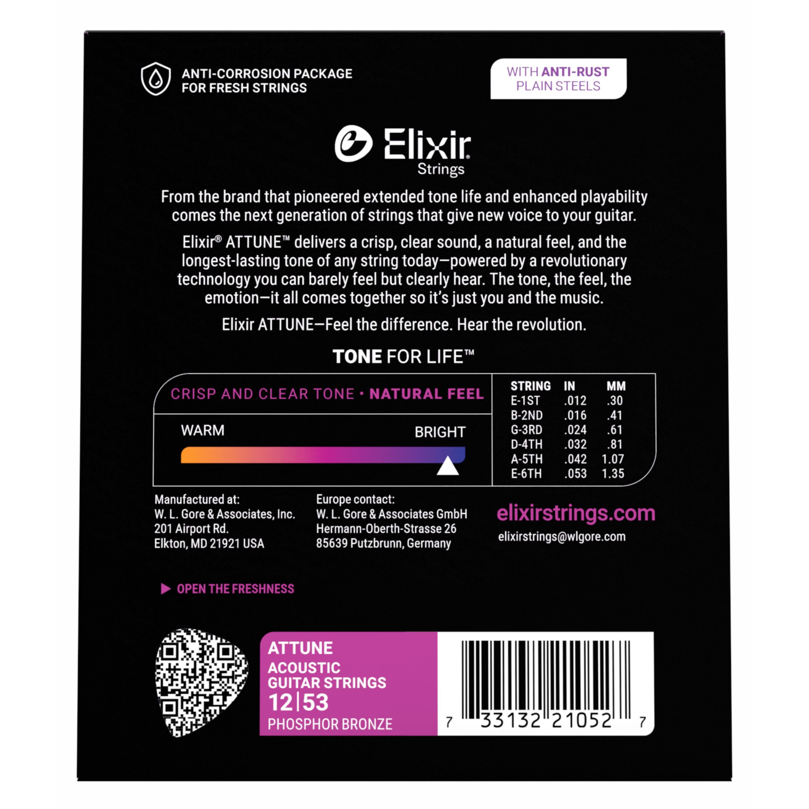 Elixir Saiten, 21052 Attune Acoustic 12-53 - Westerngitarrensaiten