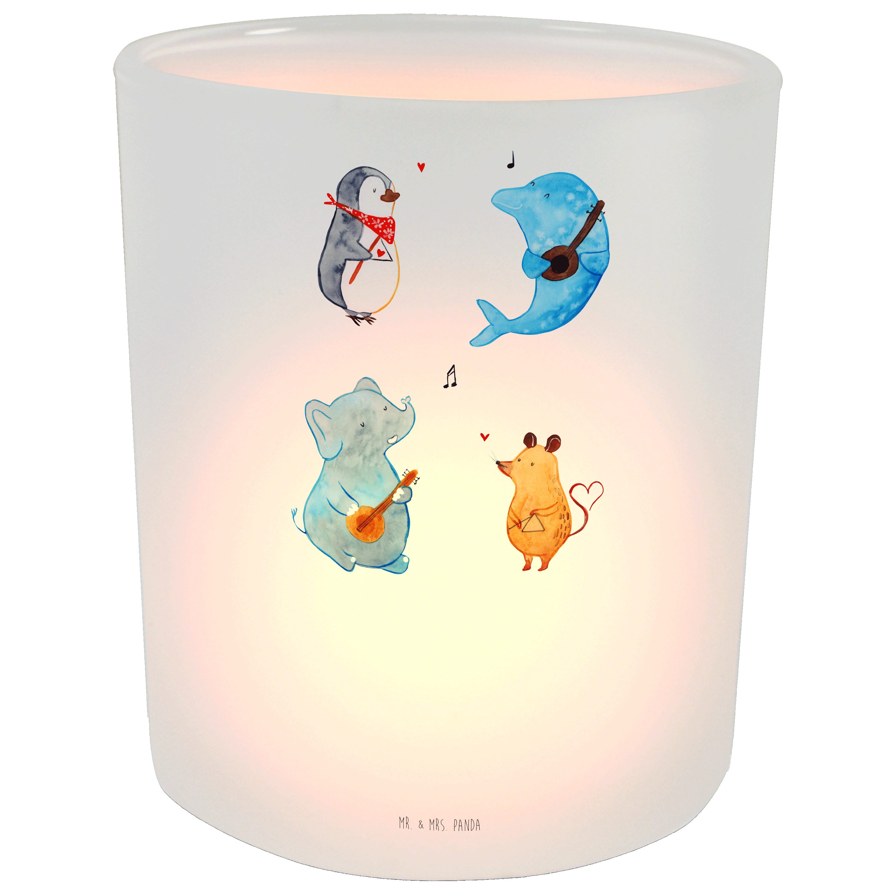 Kerzenlicht, & Musik, Transparent - Windlicht Mu - (1 Mr. Mrs. St) Geschenk, Kerzenglas, Big Band Panda