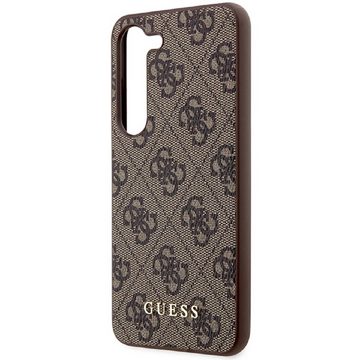 Guess Handyhülle Case Galaxy S24 Plus Kunstleder braun Logo golden 6,7 Zoll, Kantenschutz