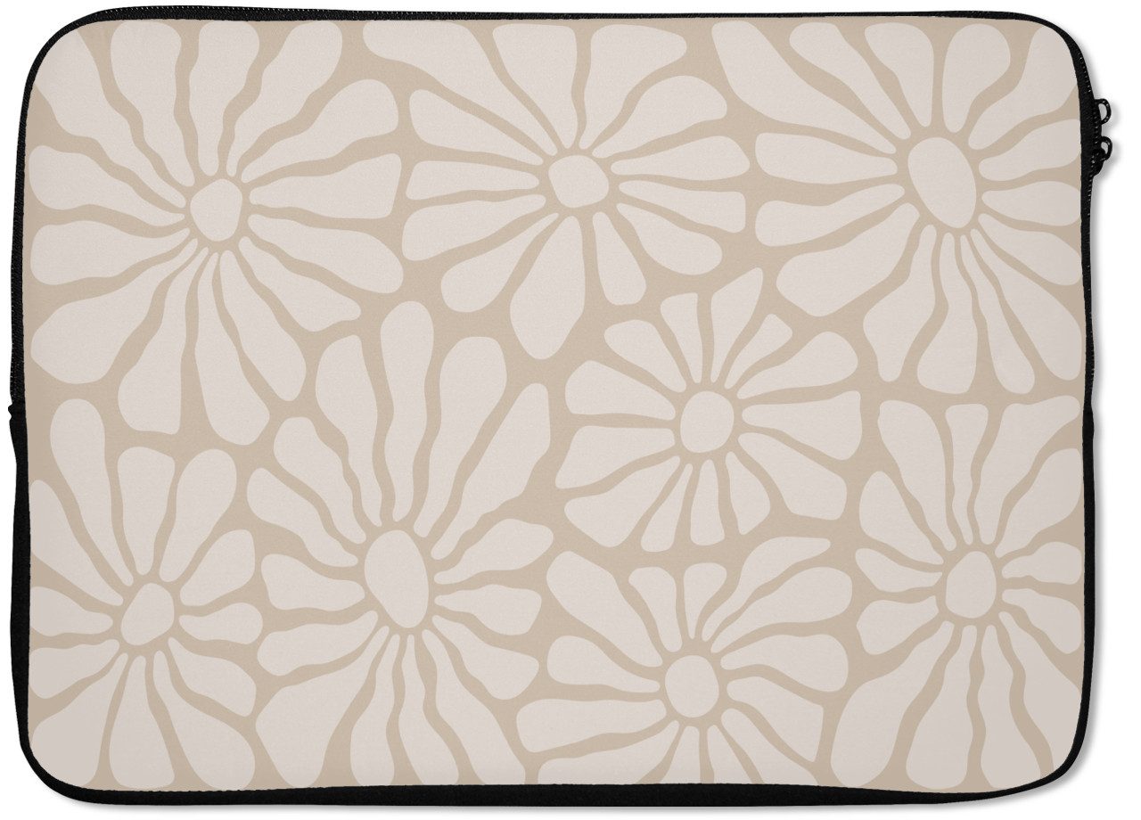 MuchoWow Laptop-Hülle Floral - Druck - Beige - Braun - Minimalistisch 13.3 Zoll, Laptopsleeve, weiches Innenfutter zum Schutz Kratzern, Laptoptasche