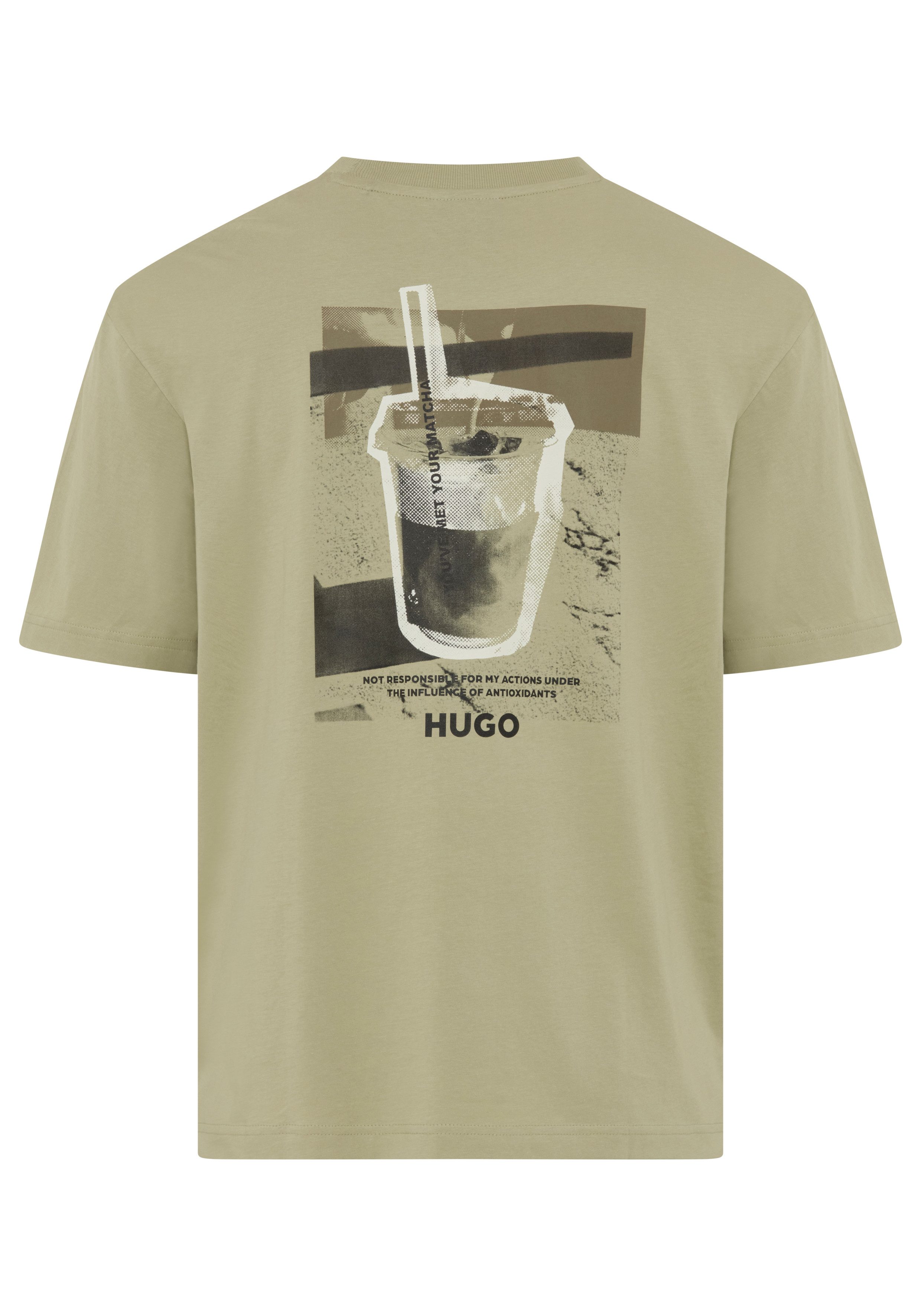 HUGO T-Shirt Nurobos Rundhalsausschnitt, Regular Fit, Rückendruck