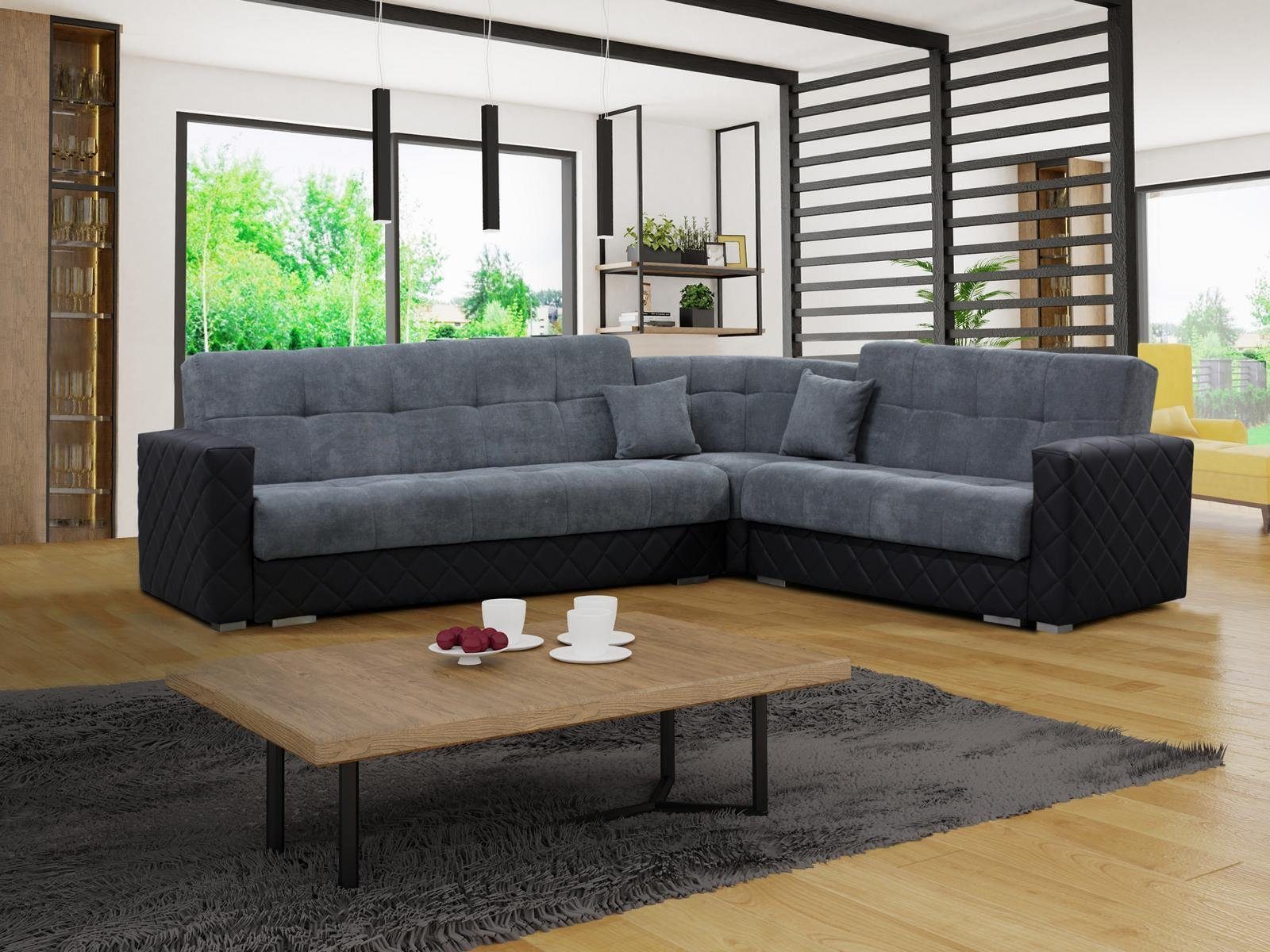 L Ecken Luxus Textil Ecksofa, Modern Wohnlandschaft Couch Stoff Form Sofa JVmoebel