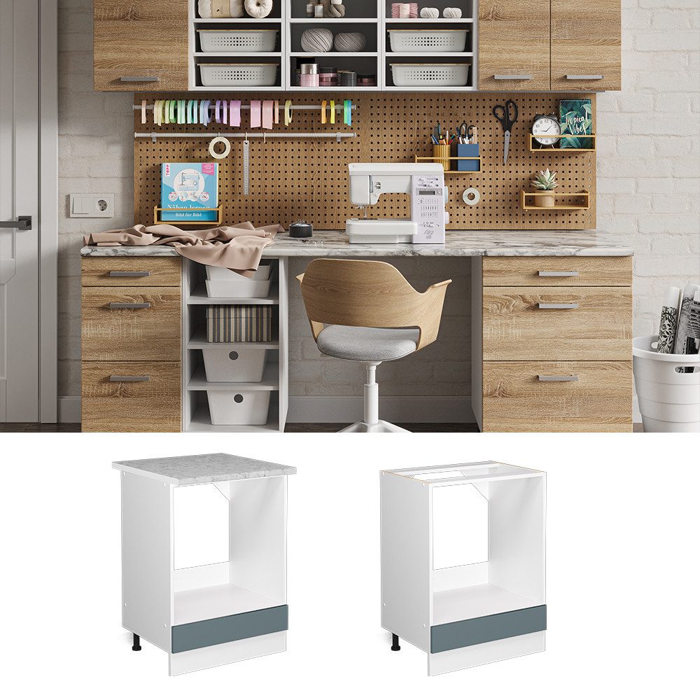 Vicco Schranksystem R-Line, Blau-Grau/Weiß, 60 cm günstig online kaufen