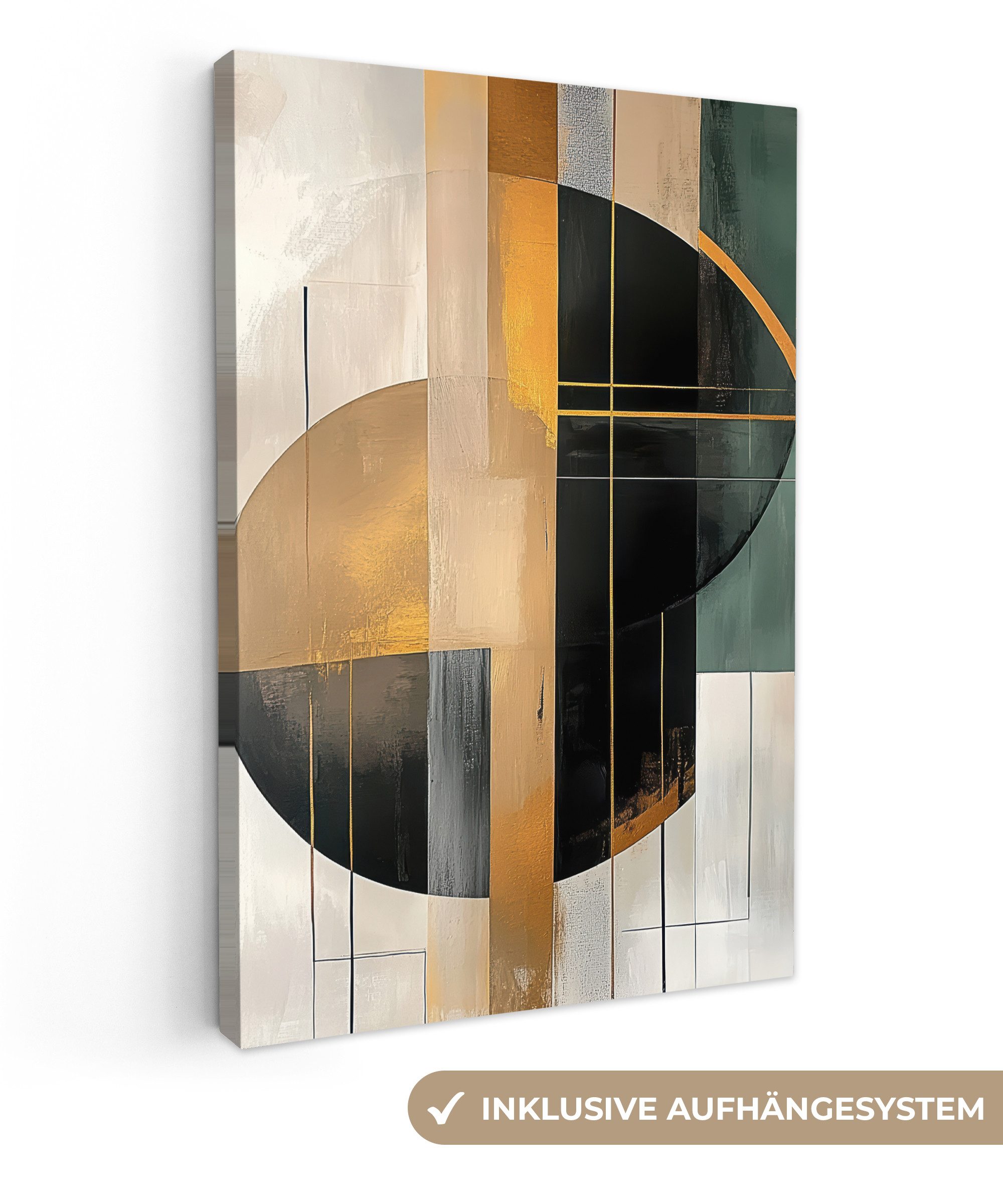 OneMillionCanvasses® Leinwandbild Abstrakt - Gold - Bronze - Grün - Formen günstig online kaufen