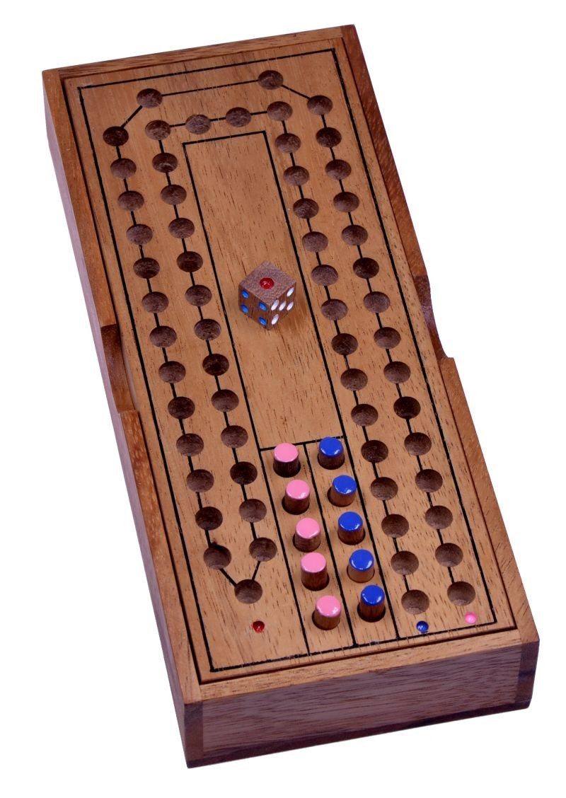 Logoplay Holzspiele Spielesammlung, Pferderennen – Würfelspiel für 2 Spieler aus Holz - Spielfeld im Deckel - Horse Race -Holzspielzeug