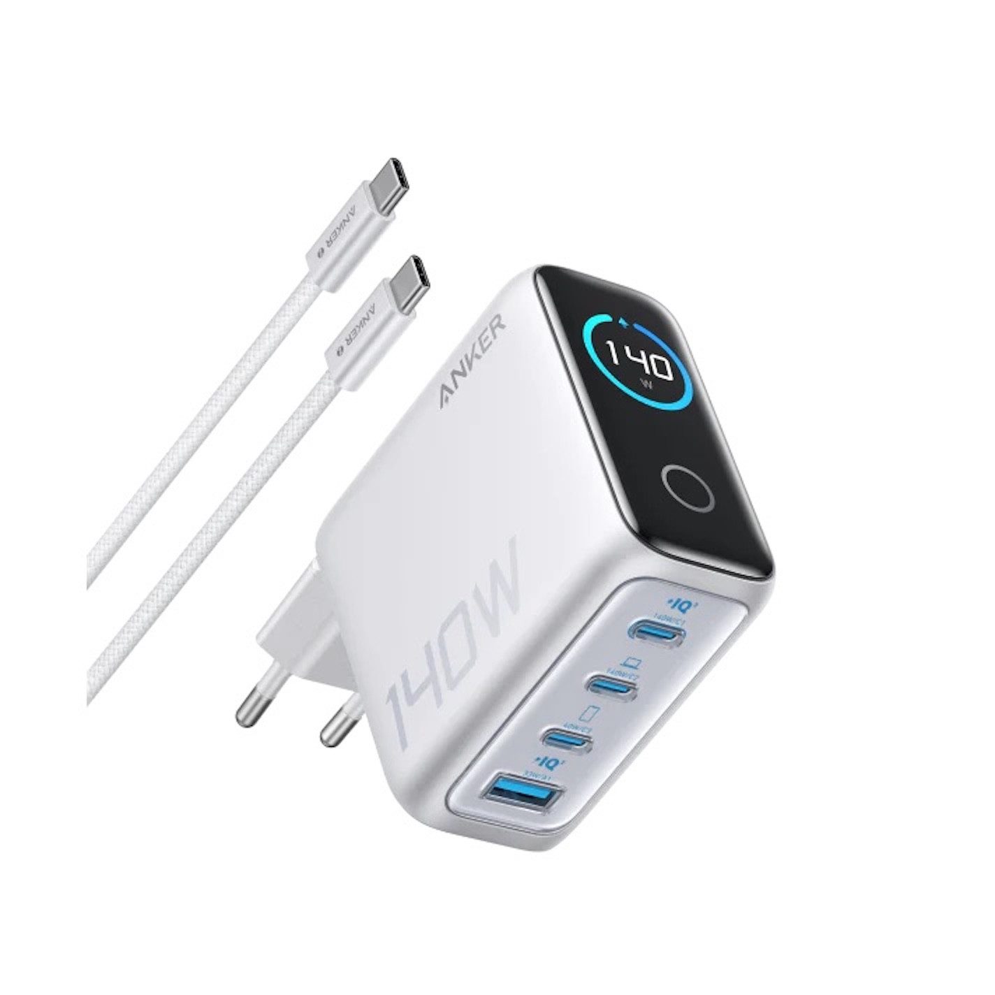 Anker Anker 140W USB C Ladegerät 4-Port Multi-Geräte Schwarz USB-Ladegerät (140W Ladung für bis zu 4 Geräte)