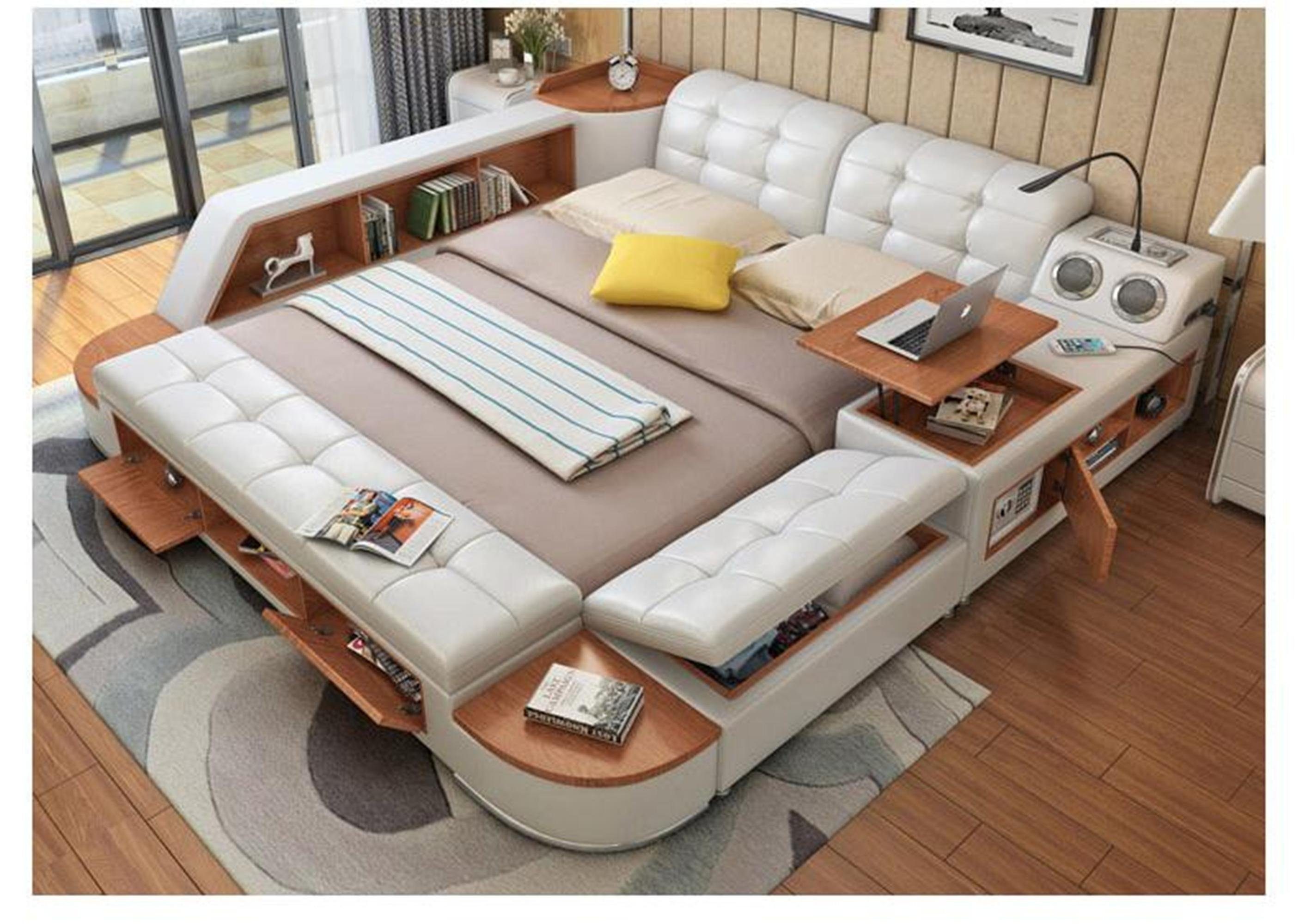 JVmoebel Multimediabett Multifunktionales Bett in edlem Lederdesign mit Luxus-Ausstattung, Made in Europa