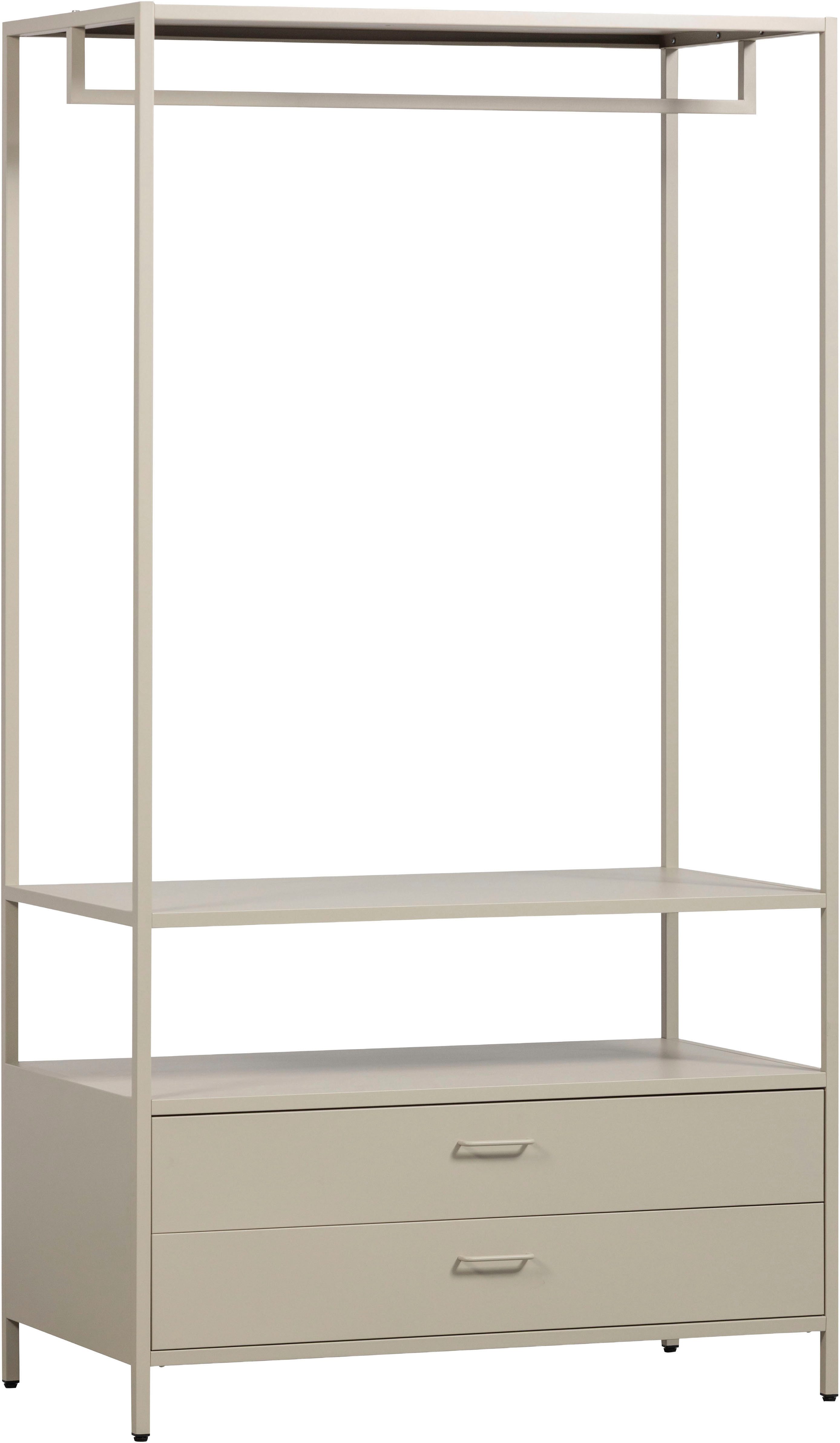 WOOOD Kompaktgarderobe Ferris mit offenem Kleiderbereich und 2 Schubladen Tragkraft Kleiderstange 26 kg, 2 Schubladen
