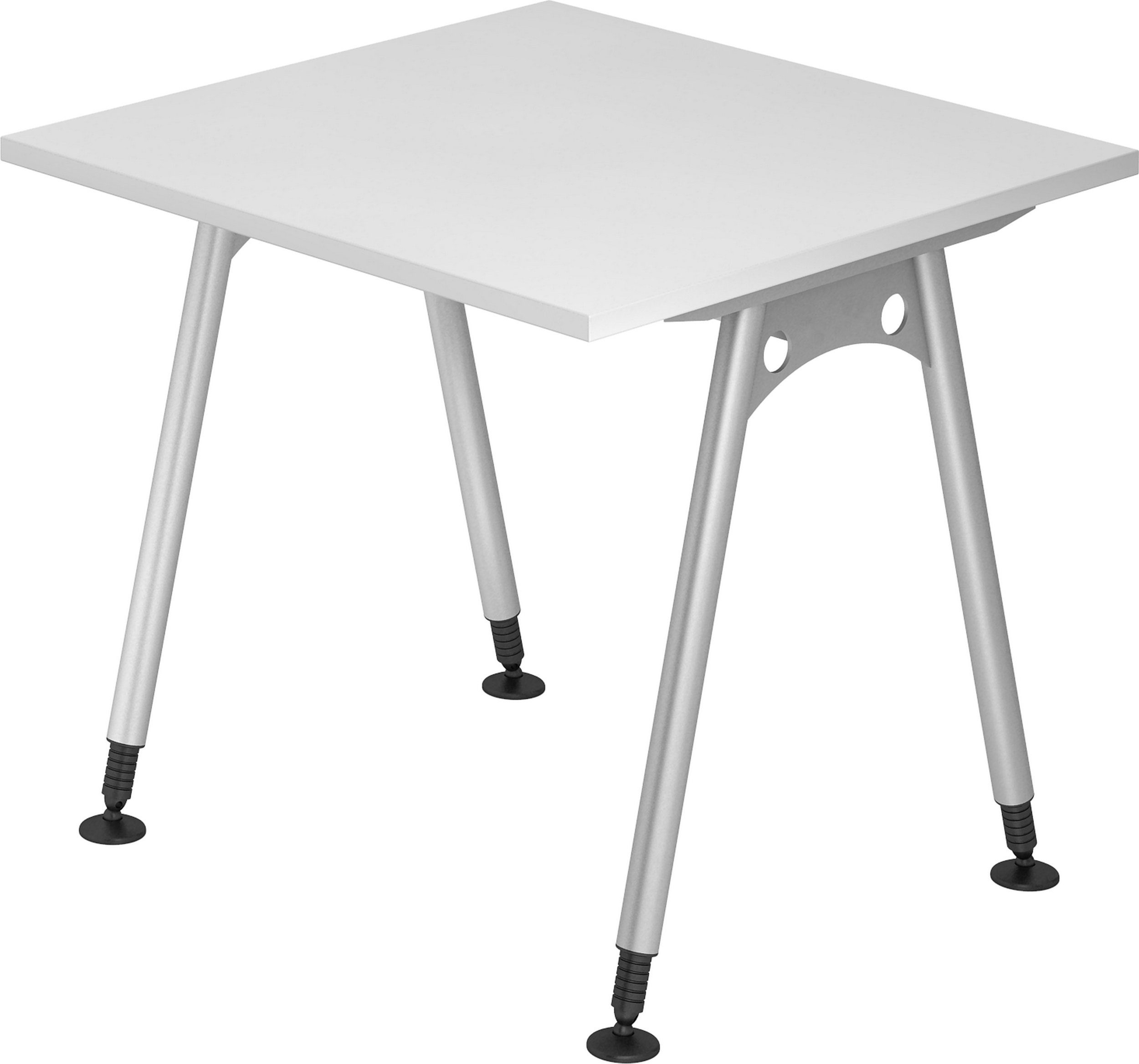 bümö Schreibtisch Schreibtisch Serie-A, Quadrat: 80 x 80 cm - Dekor: Weiß