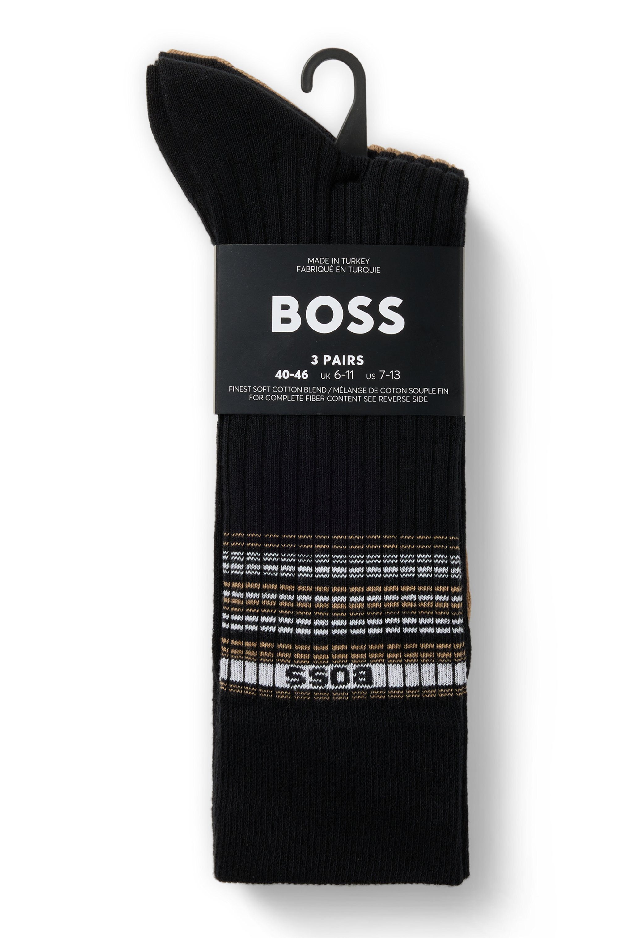 BOSS Freizeitsocken 3P RS Rib Stripe (Packung, 3-Paar) mit BOSS Logo günstig online kaufen