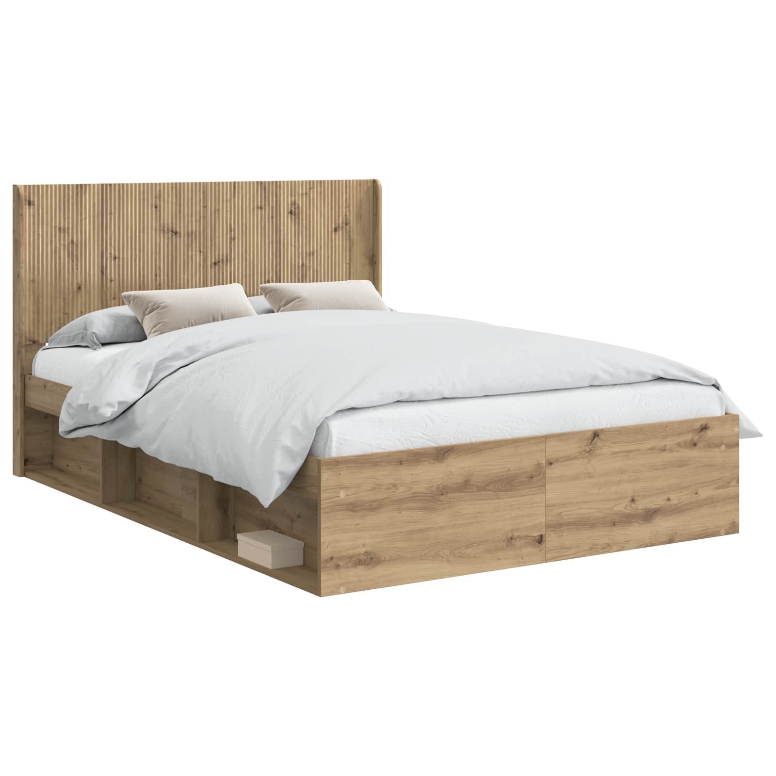 Bett Bettgestell mit Stauraum und Kopfteil Artisan-Eiche
