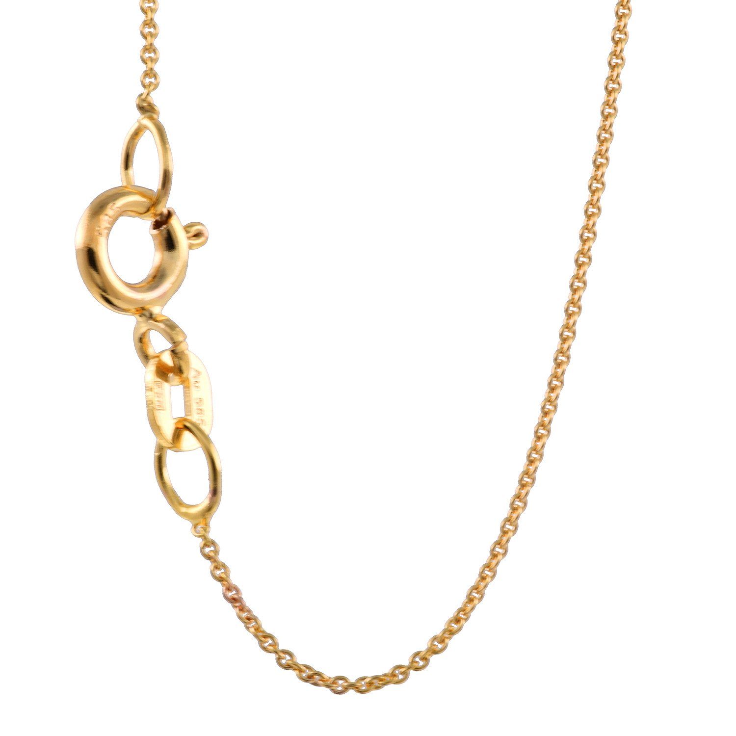 HOPLO Goldkette Ankerkette rund 585 - 14 Karat Gold 0,8 mm 36 cm Goldkette  Halskette, Made in Germany