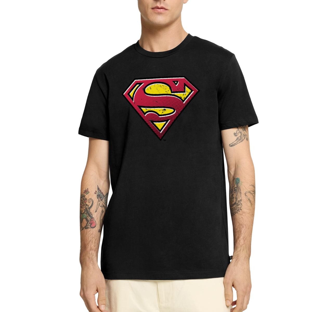 Spreadshirt T-Shirt DC Comics Superman Logo Used Look Punkte Style Männer Premium T-Shirt (1-tlg)