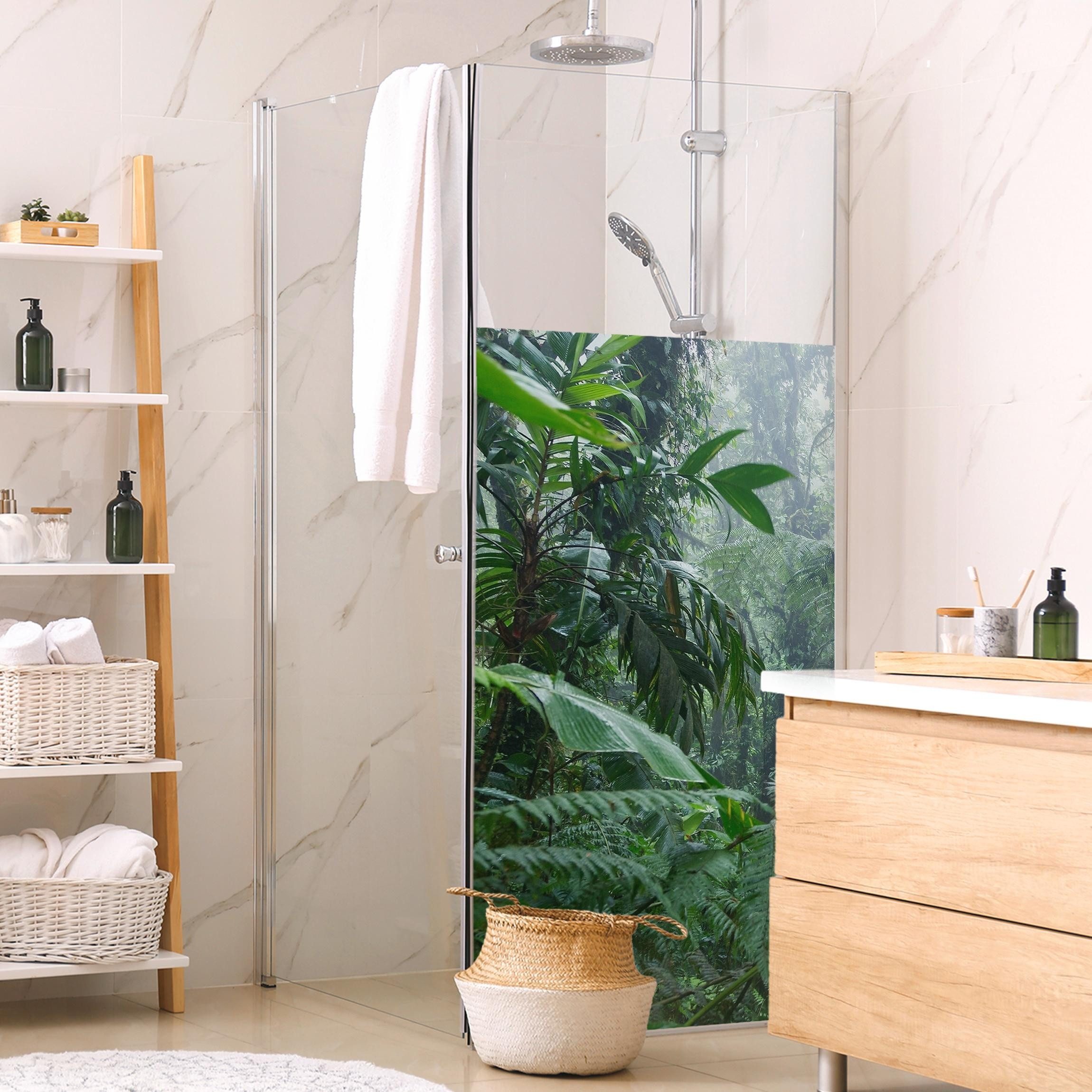 Bilderdepot24 Sichtschutzfolie Dusche blickdicht statisch haftend Wald- und Naturmotiv, Statisch haftend, blickdicht, wasserfest, wiederverwendbar, ablösbar