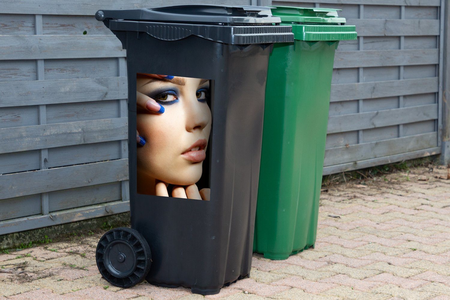 Mülltonne, Nägel St), MuchoWow (1 Container, Wandsticker Abfalbehälter Mülleimer-aufkleber, Sticker, Blaue